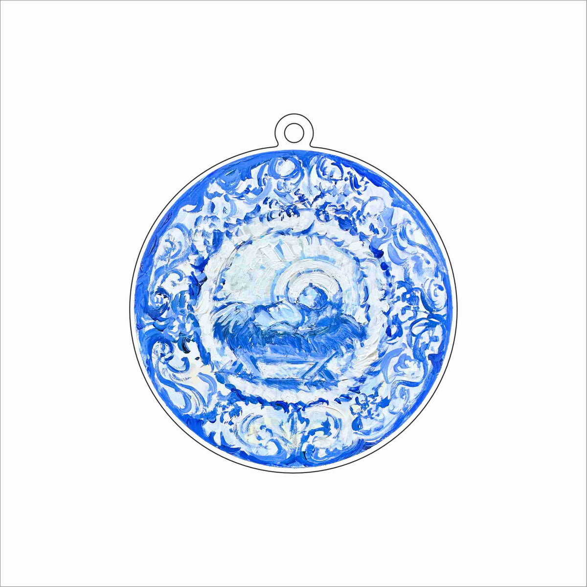 KPA-056 Emmanuel-Blue annd White Baby Jesus Ornament | 0.25Acrylic Ornament