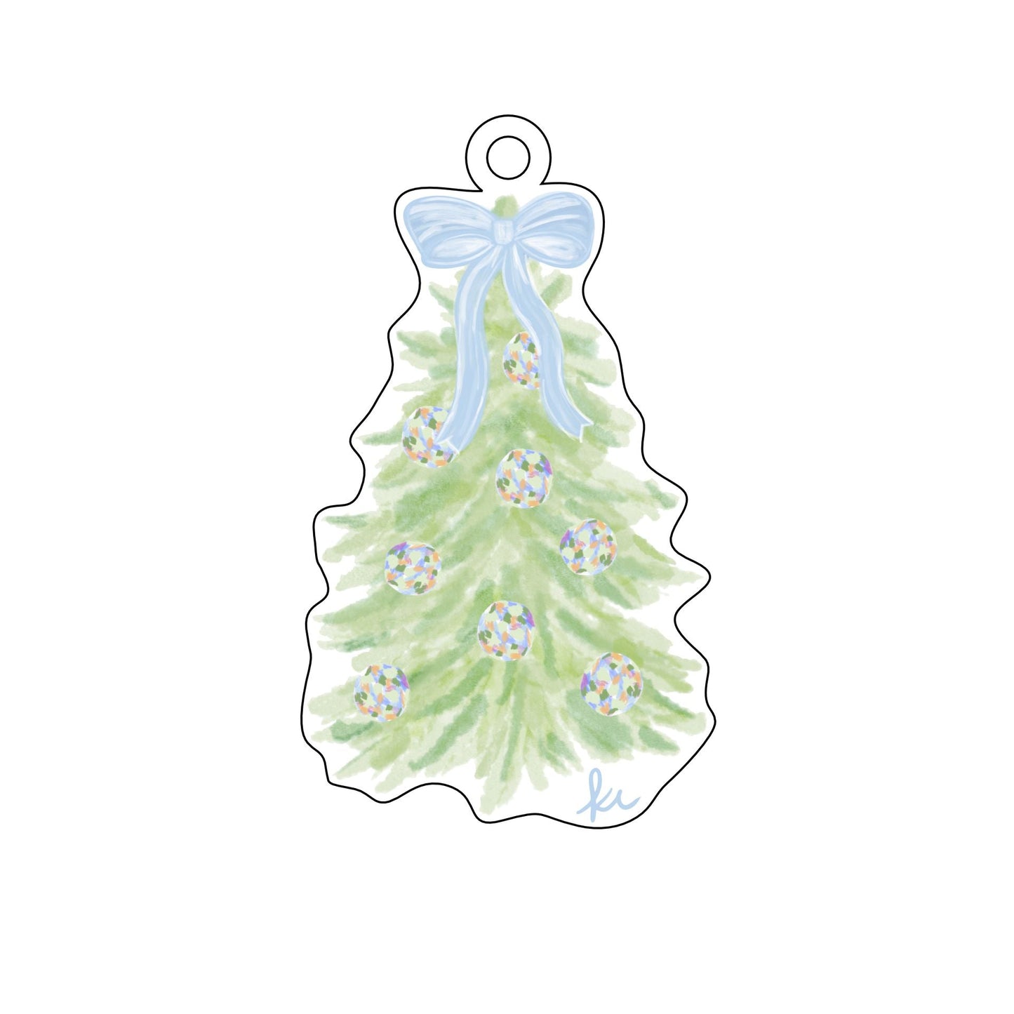 KRC-006 Green Abstract Christmas Tree Ornament | 0.25Acrylic Ornament |