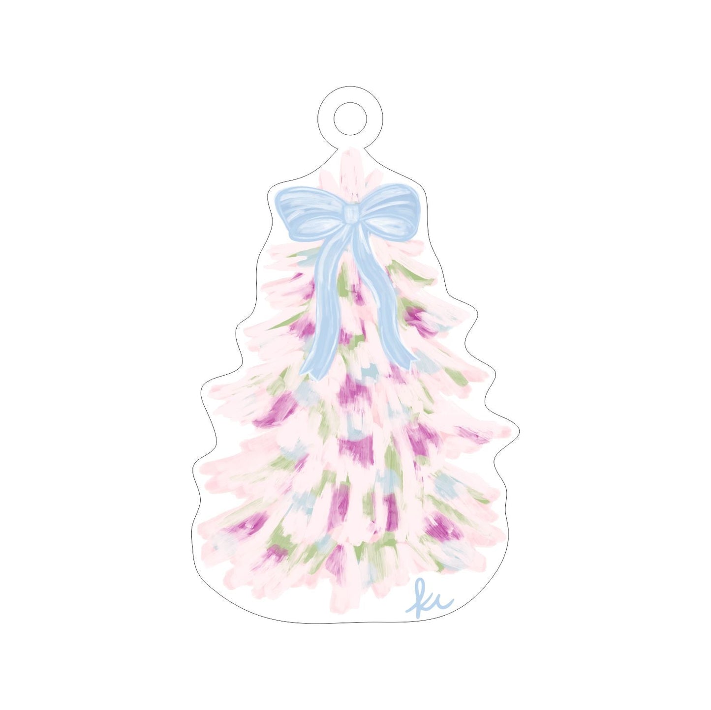 KRC-009 Pink Abstract Christmas Tree Ornament | 0.25Acrylic Ornament |