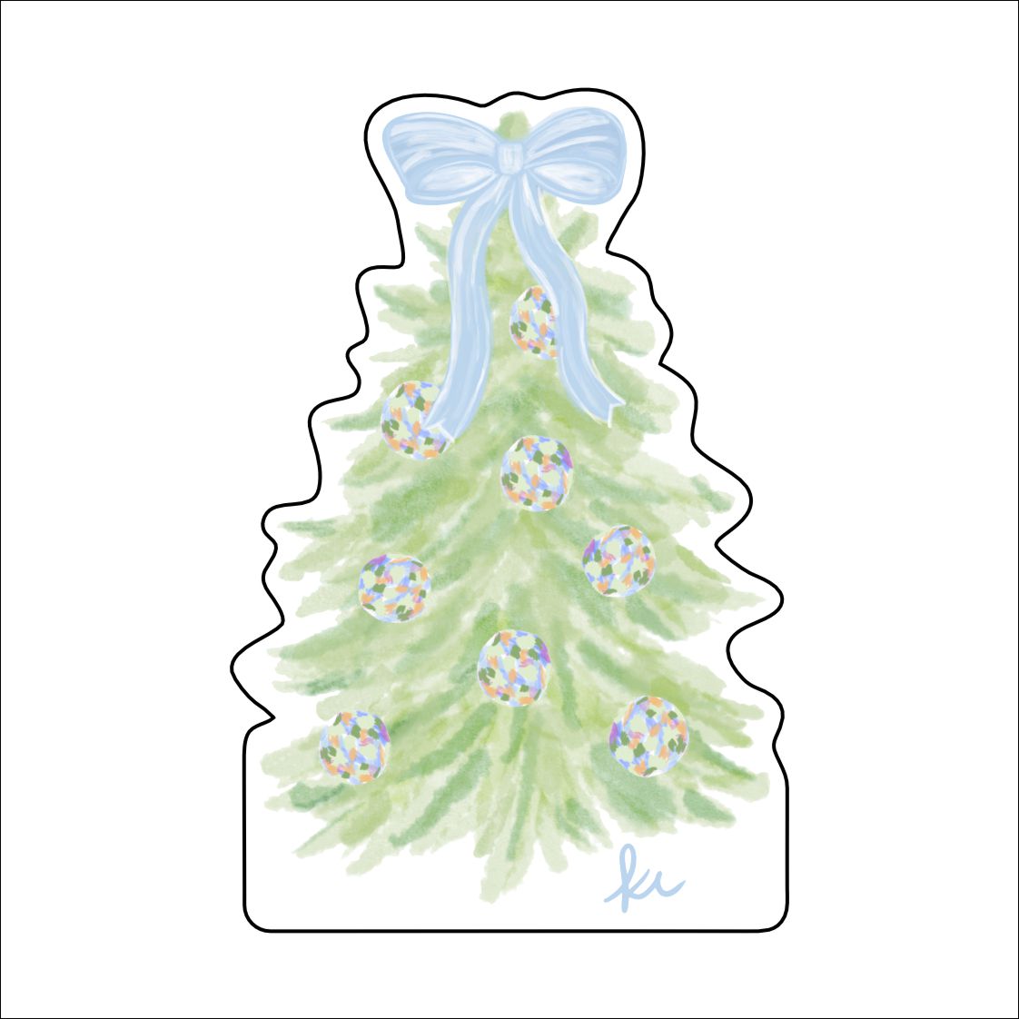 KRC-011 Green Abstract Christmas Tree Magnet | 0.125Acrylic Magnet |