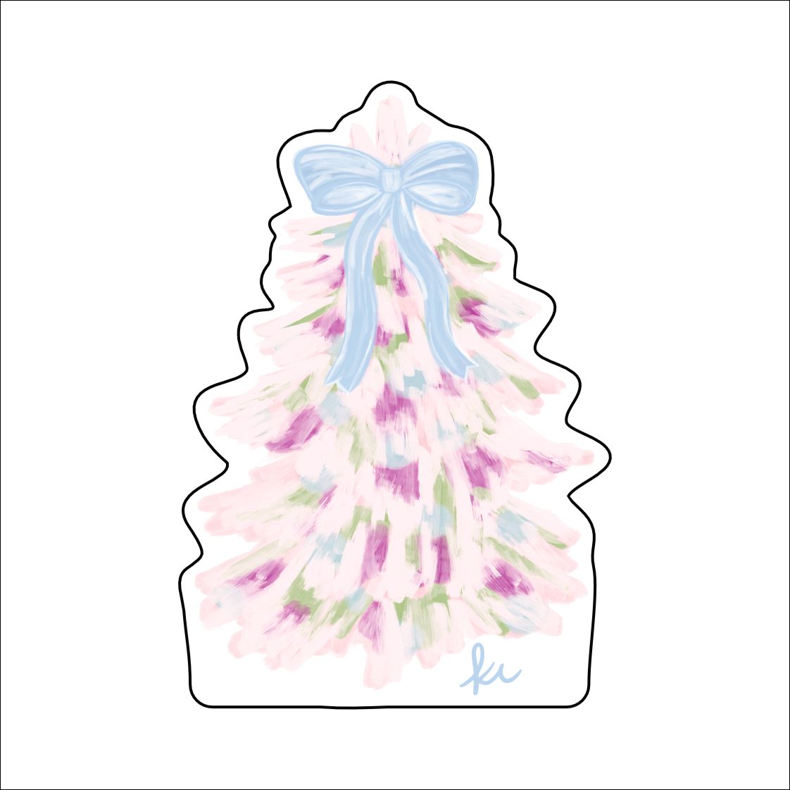 KRC-012 Pink Abstract Christmas Tree Magnet | 0.125Acrylic Magnet |