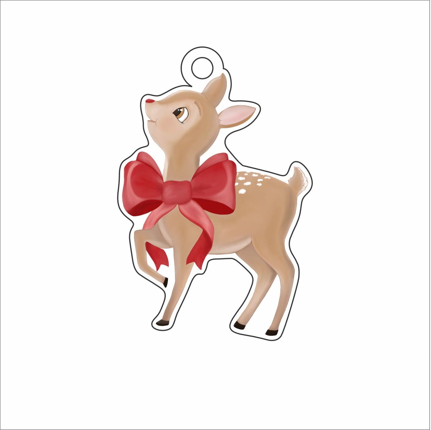KRO-015 Awe and Wonder Deer with Bow Ornament | 0.25in. Acrylic Ornament |