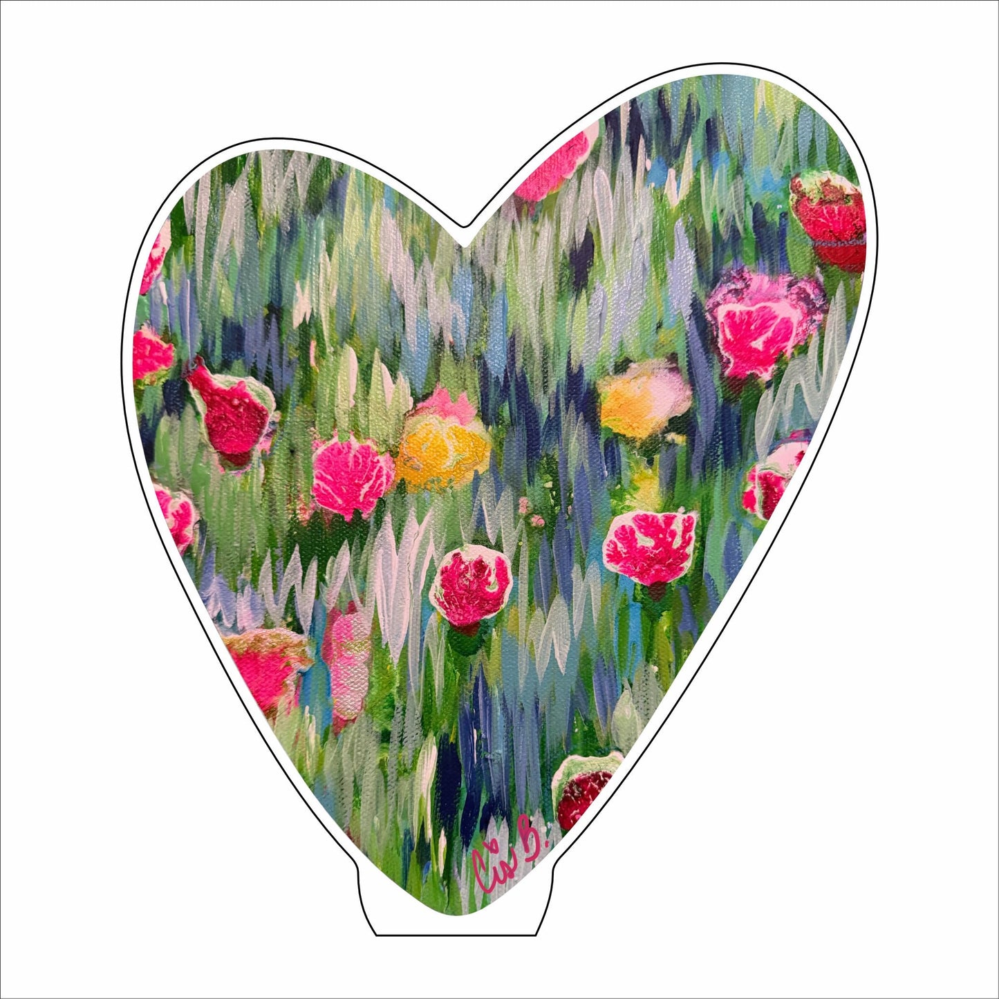 LBR-020 Red & Yellow Meadow Heart | 0.75Acrylic Contour |