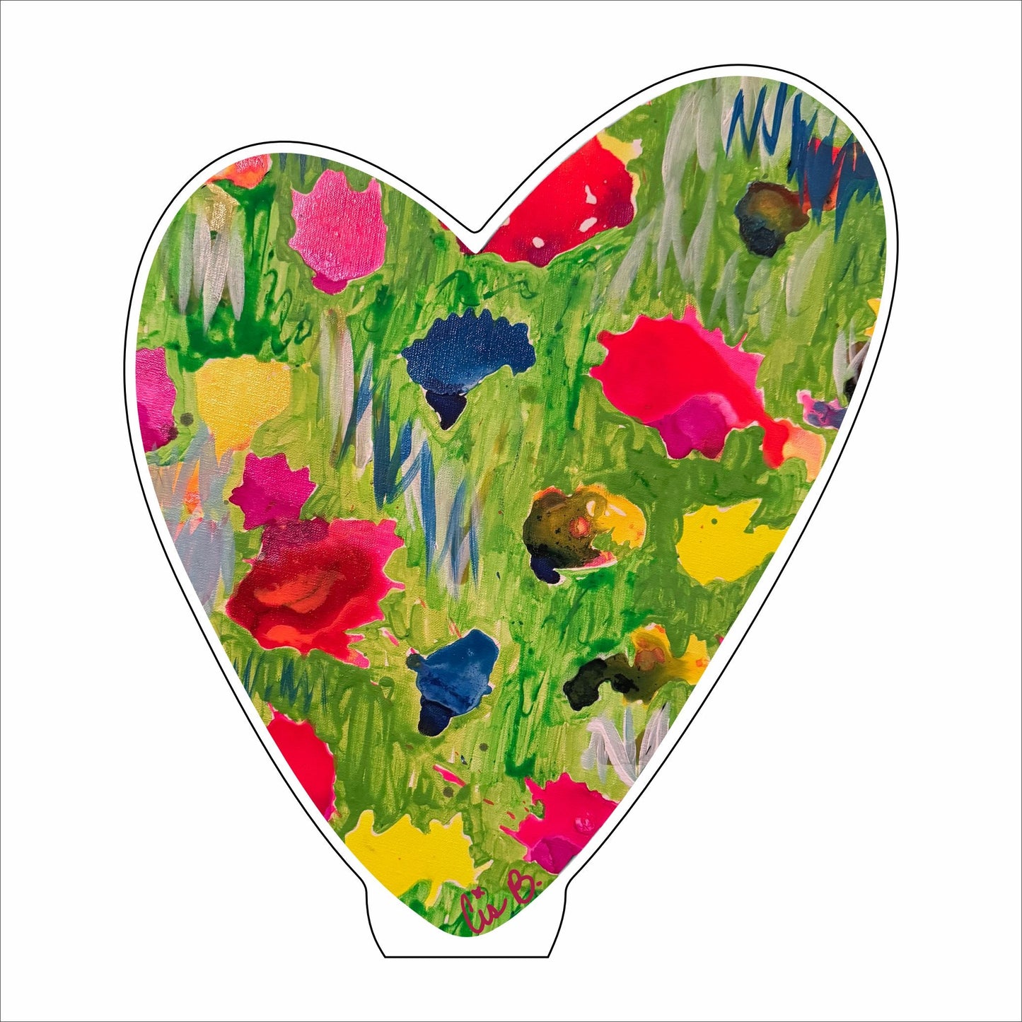 LBR-023 Red & Navy Meadow Heart | 0.75Acrylic Contour |