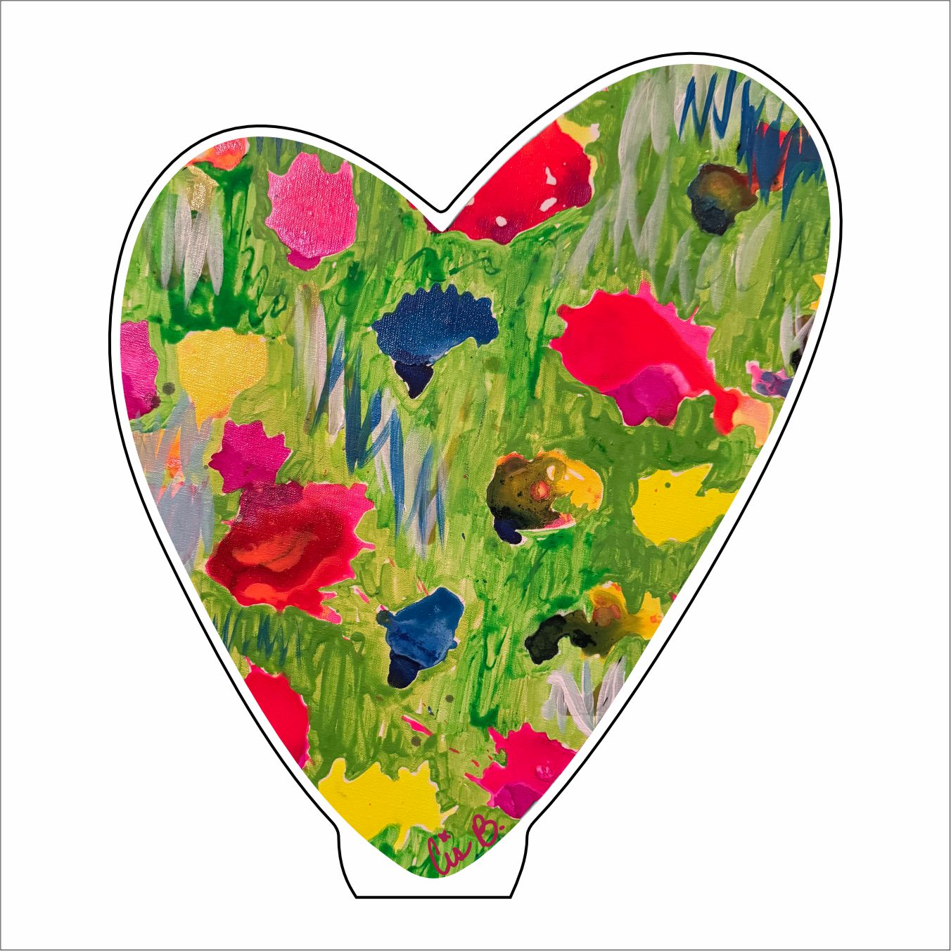 LBR-024 Red & Navy Meadow Heart Mini | 0.50Acrylic Mini |