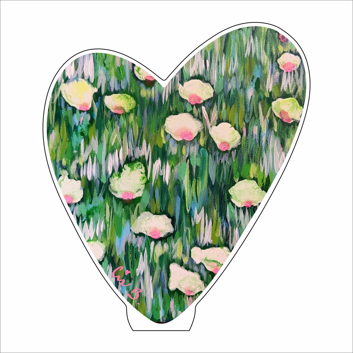 LBR-026 Yellow & Pink Meadow Heart | 0.75Acrylic Contour |