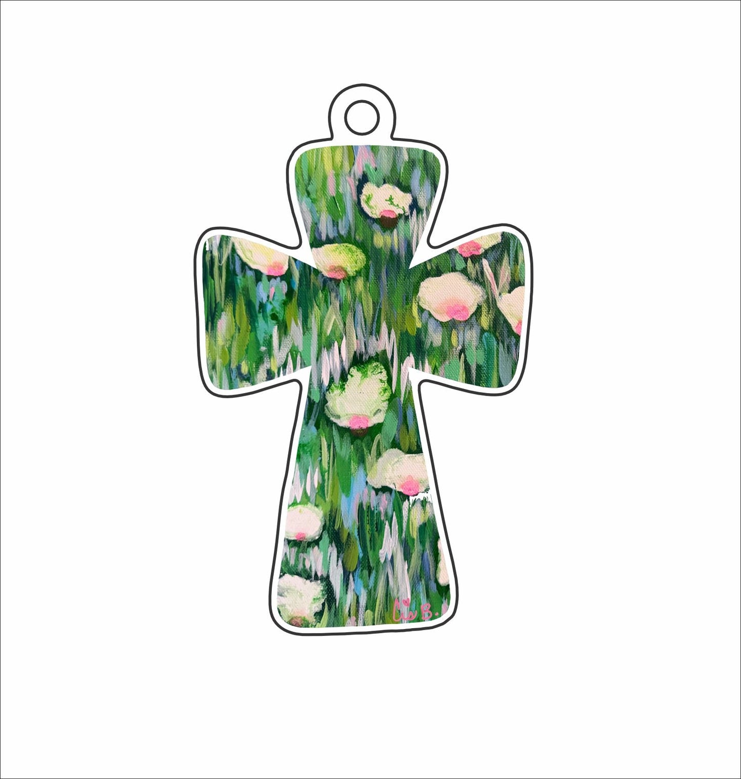 LBR-102 Magnolia Cross Ornament | 0.25Acrylic Ornament |