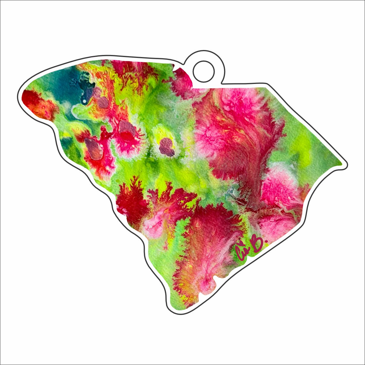 LBR-114 SC State Pretty in Pink Ornament | 0.25Acrylic Ornament |