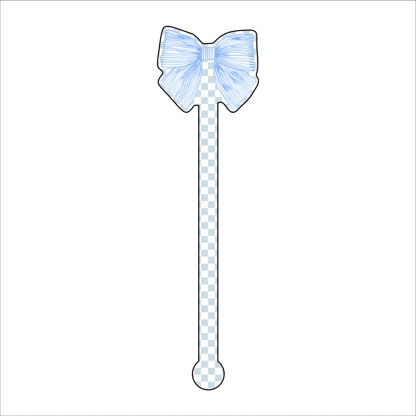 Blue Bow | 0.125in. Acrylic Drink Stirrer | Mix & Match (any 10+)