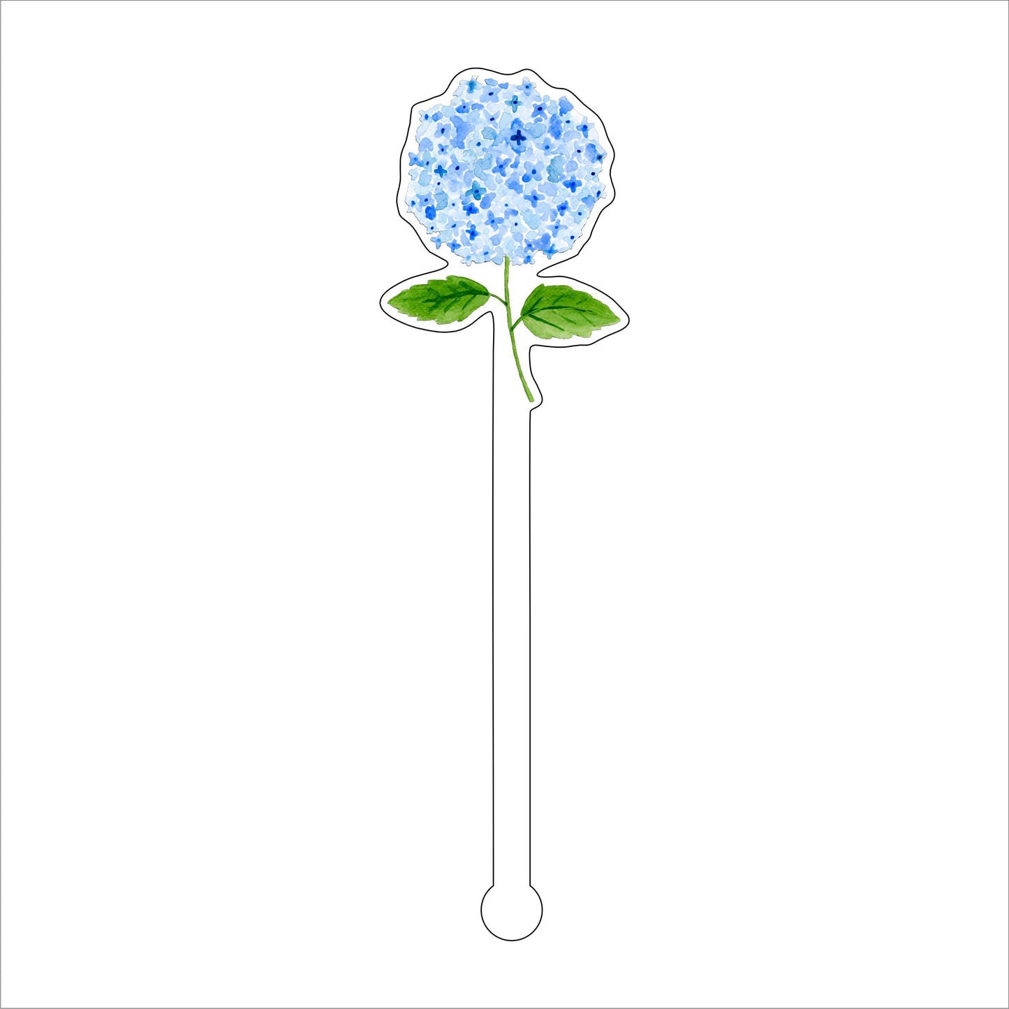 Blue Hydrangea Stem | 0.125in. Acrylic Drink Stirrer | Case of 100
