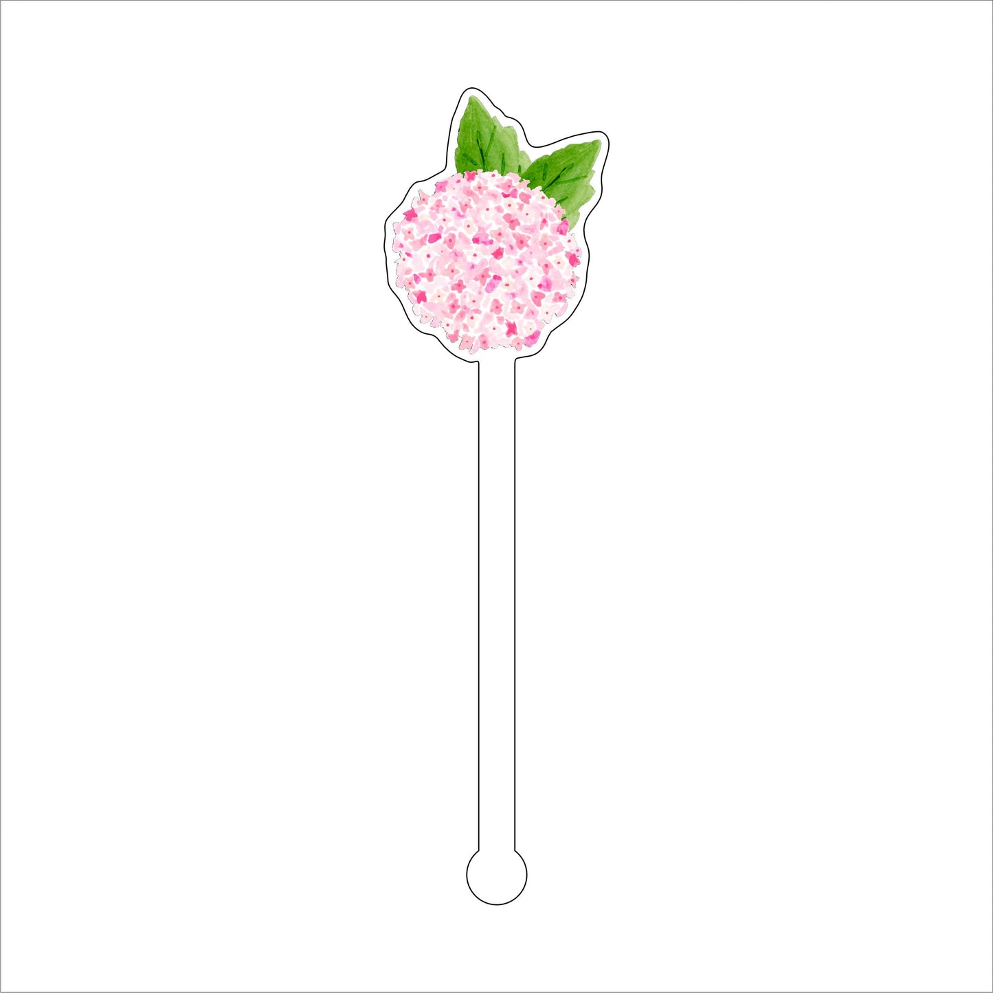 Pink Hydrangea | 0.125in. Acrylic Drink Stirrer | Case of 100