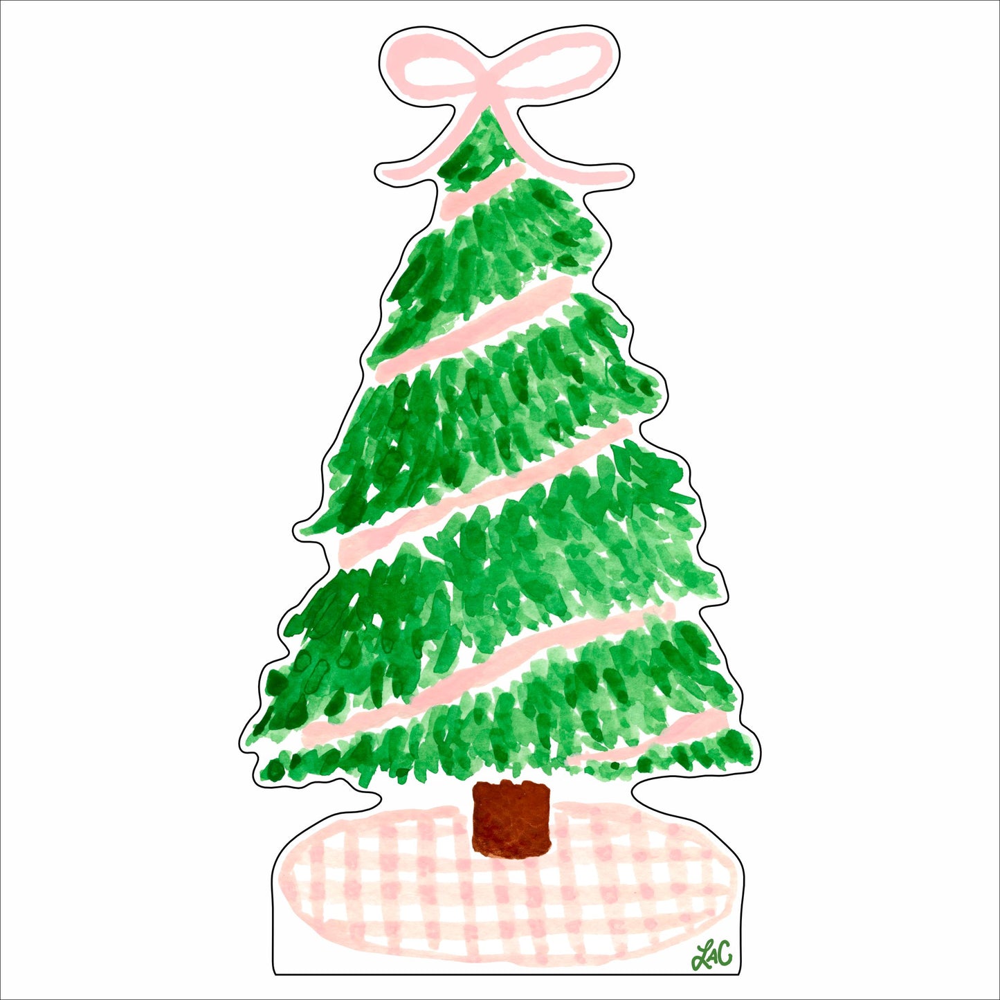 LCA-059 Pink Gingham Christmas Tree | 0.75Acrylic Contour |
