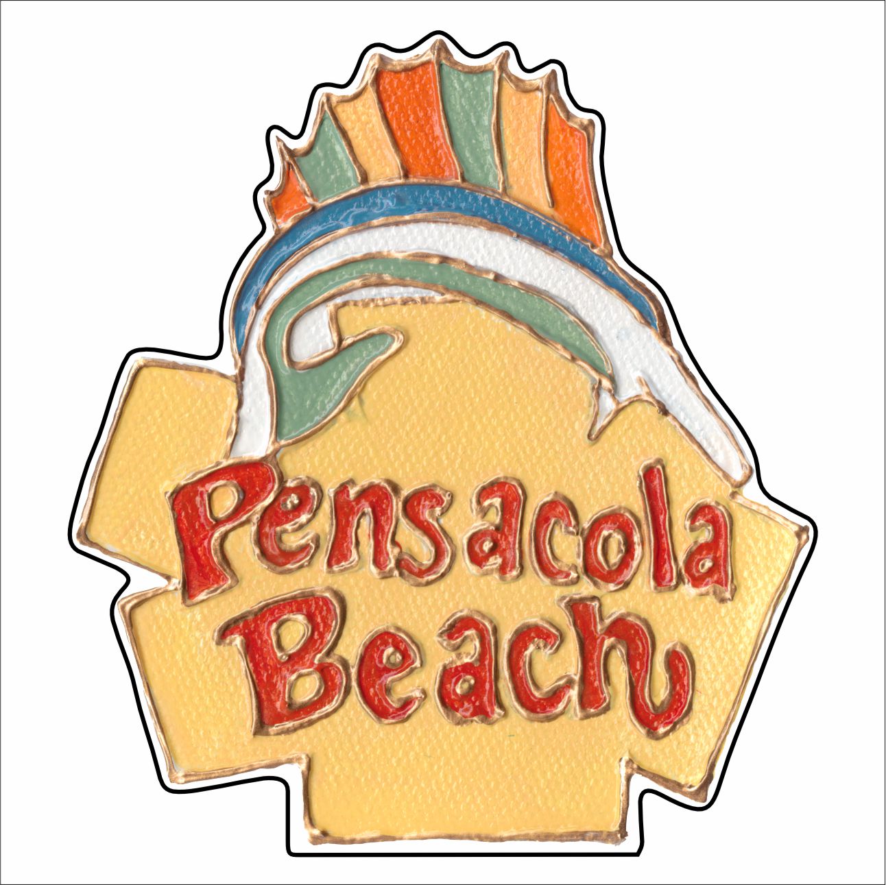 LFA-264 Pensacola Beach Sign Coaster | 0.25Acrylic Coaster with Clear Bumpers | Set of 4