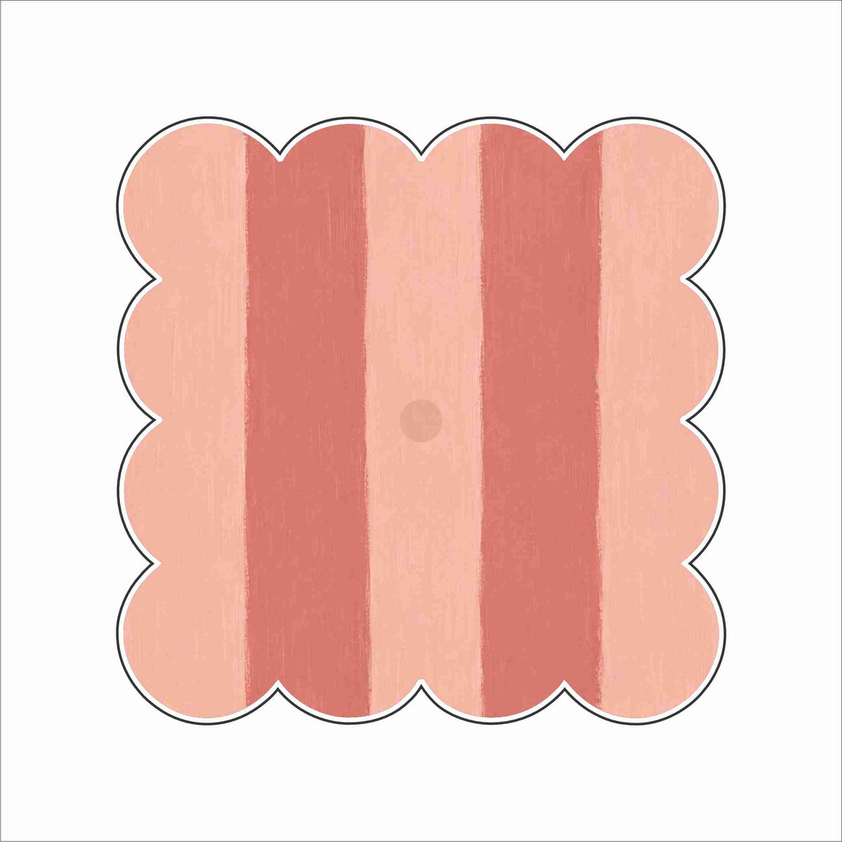 LFA-338 Pink Stripe Scalloped Charm Base | 0.75Acrylic Charm Base with Steel Disc