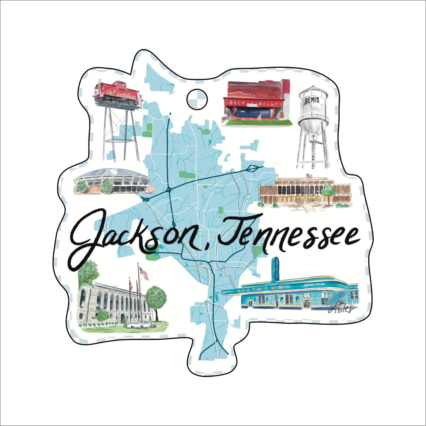 Jackson TN Ornament | 0.25in. Acrylic Ornament | Bulk (Sold in batches of 55)
