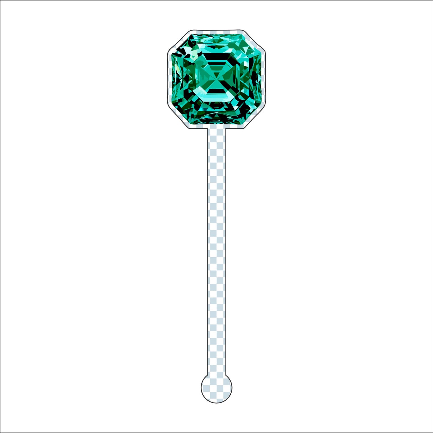 Green Gemstone Drink Stirrer | 0.125in. Acrylic Cutout | Case (any 135+)