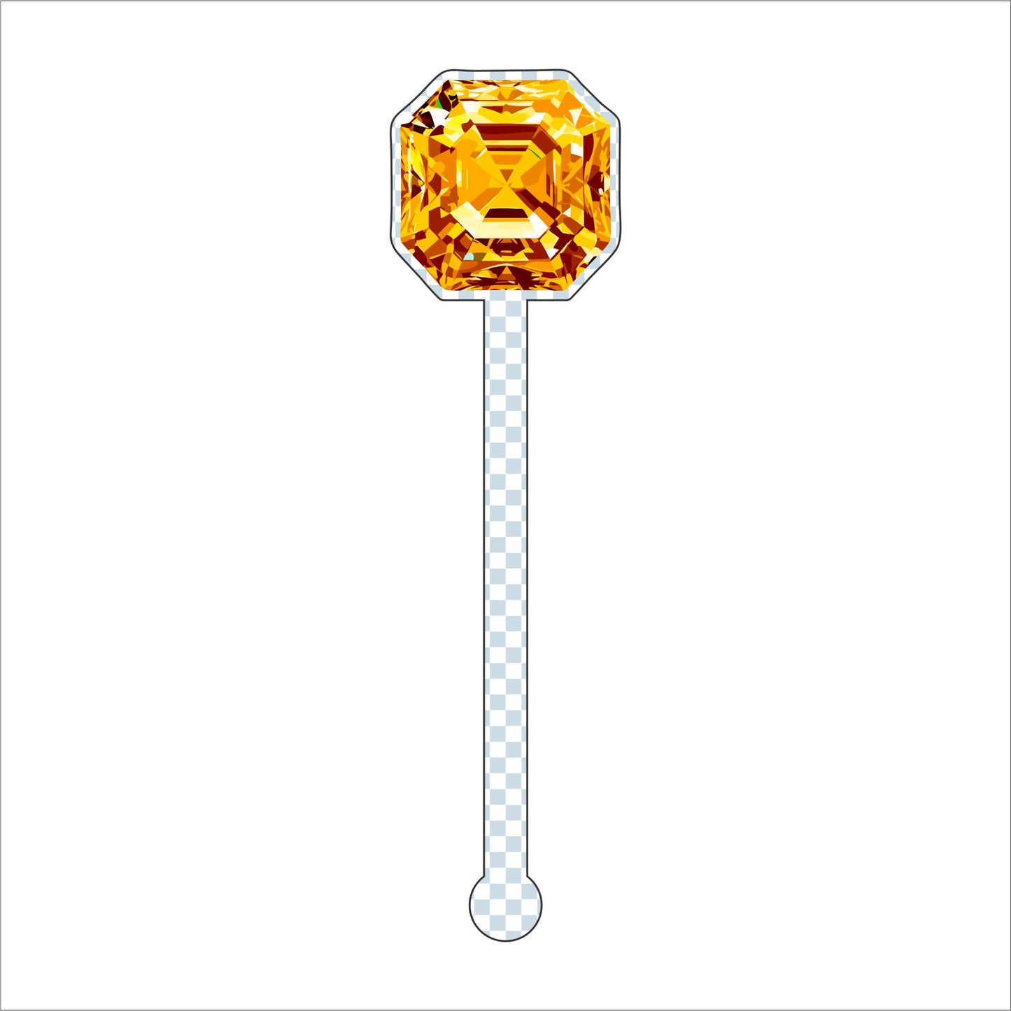 Gold Gemstone Drink Stirrer | 0.125in. Acrylic Cutout | Case (any 135+)
