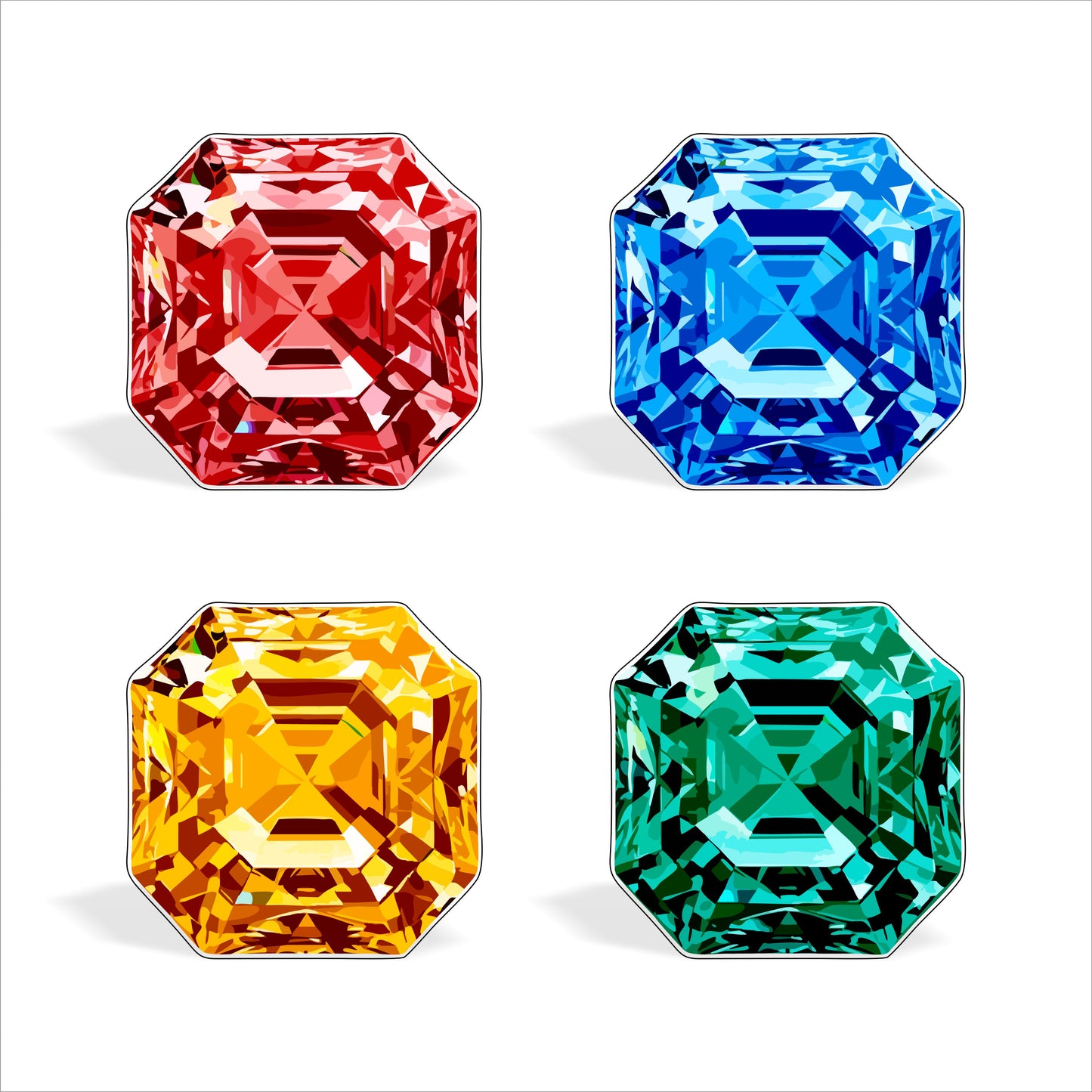 Gemstone Coaster - Bundle 2 | 0.25" Acrylic With Cork | Pack of 4