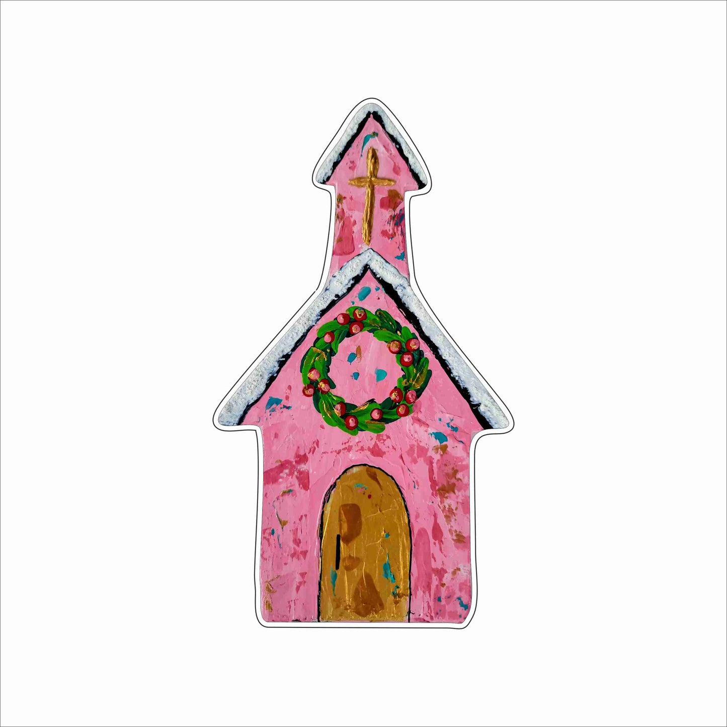 LNS-001 Pink Winter Church | 0.75Acrylic Contour