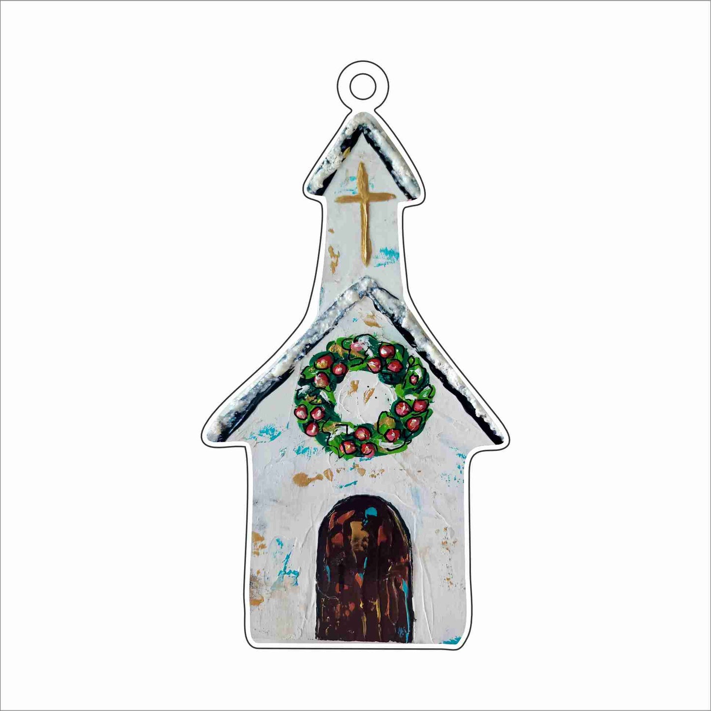 LNS-004 Winter Church White Ornament | 0.25Acrylic Ornament