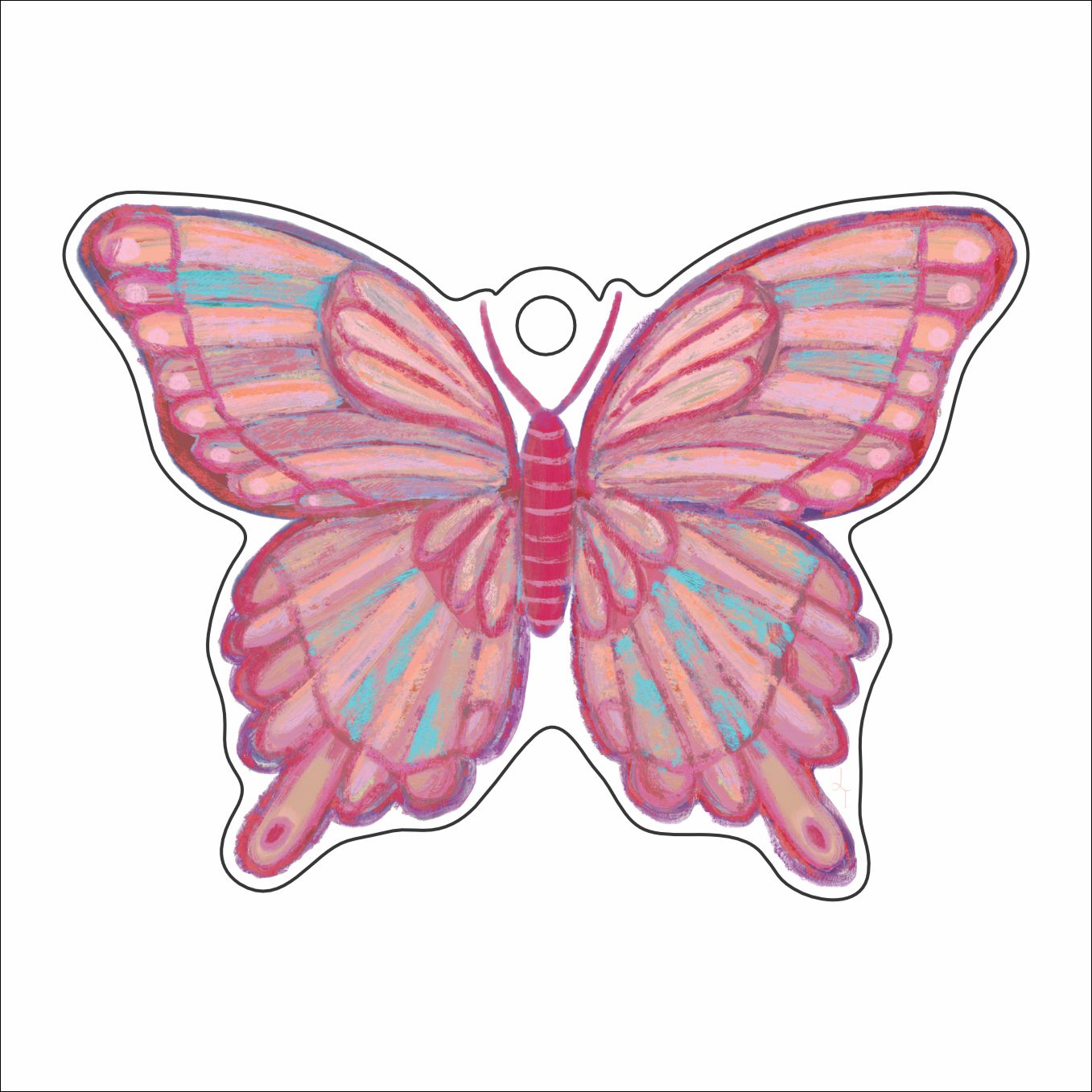 LTA-025 Pink Butterfly Ornament | 0.25Acrylic Ornament |