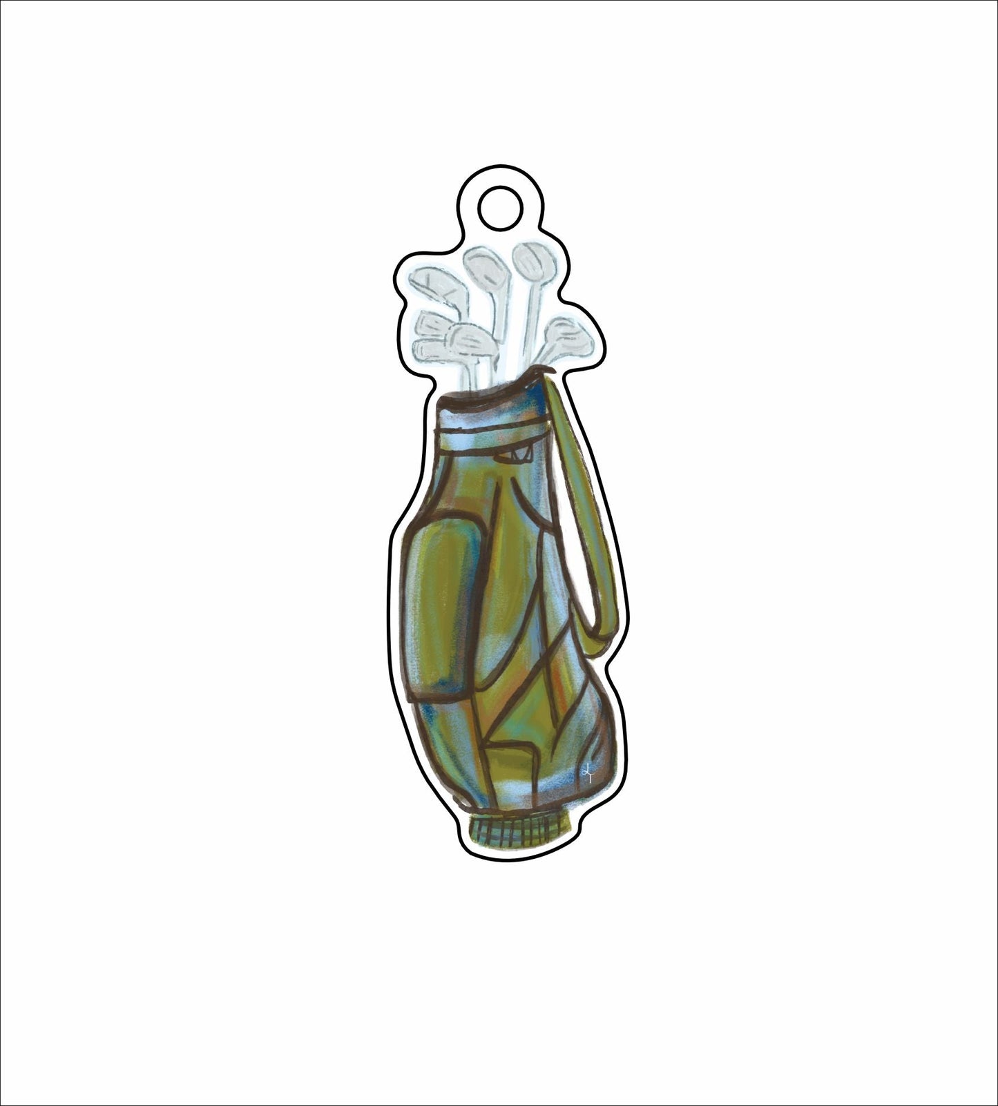 LTA-065 Blue Golf bag Ornament | 0.25Acrylic Ornament |