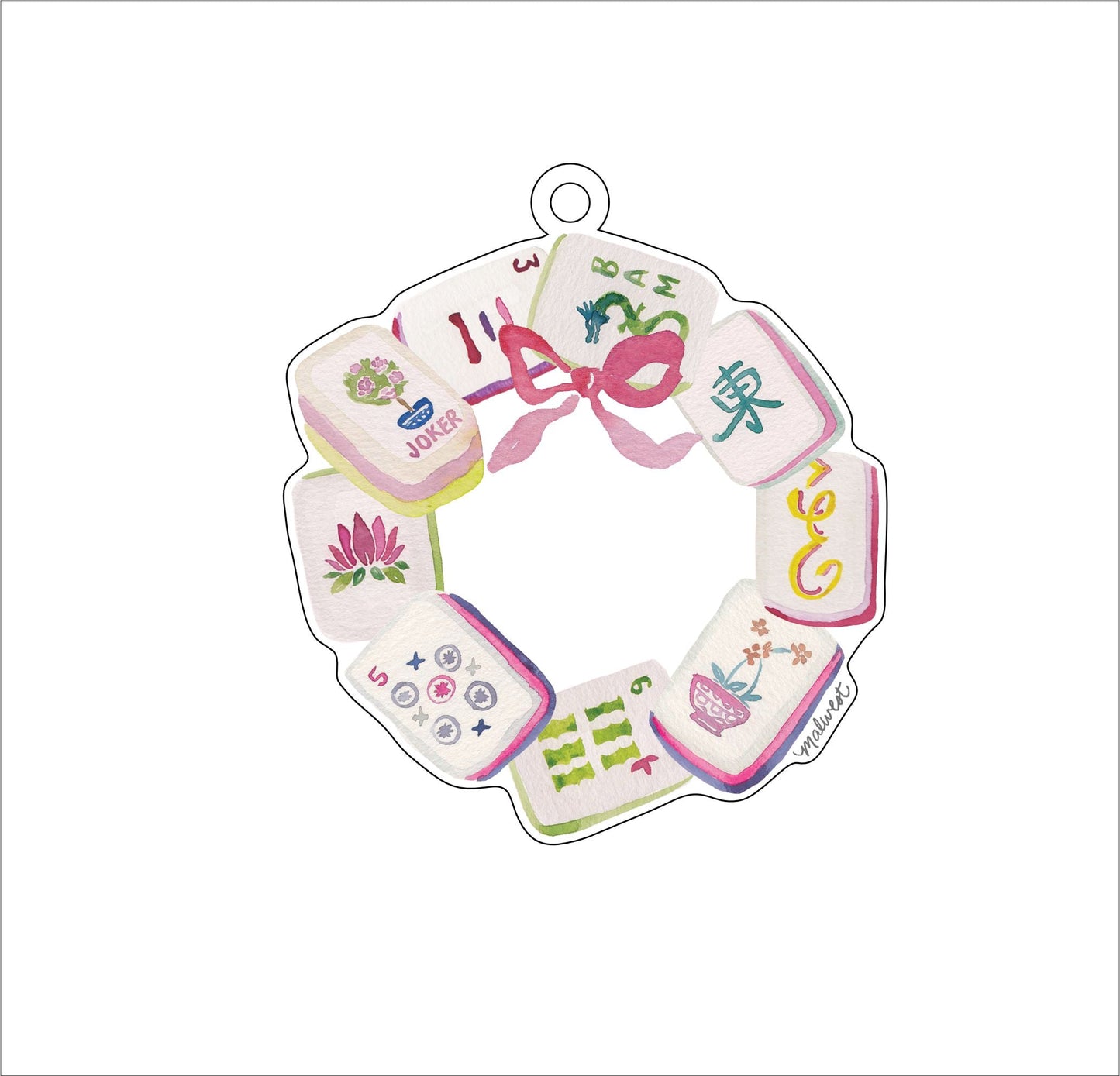 MCA-020 Mahj Wreath | 0.25Acrylic Ornament | Case of 25