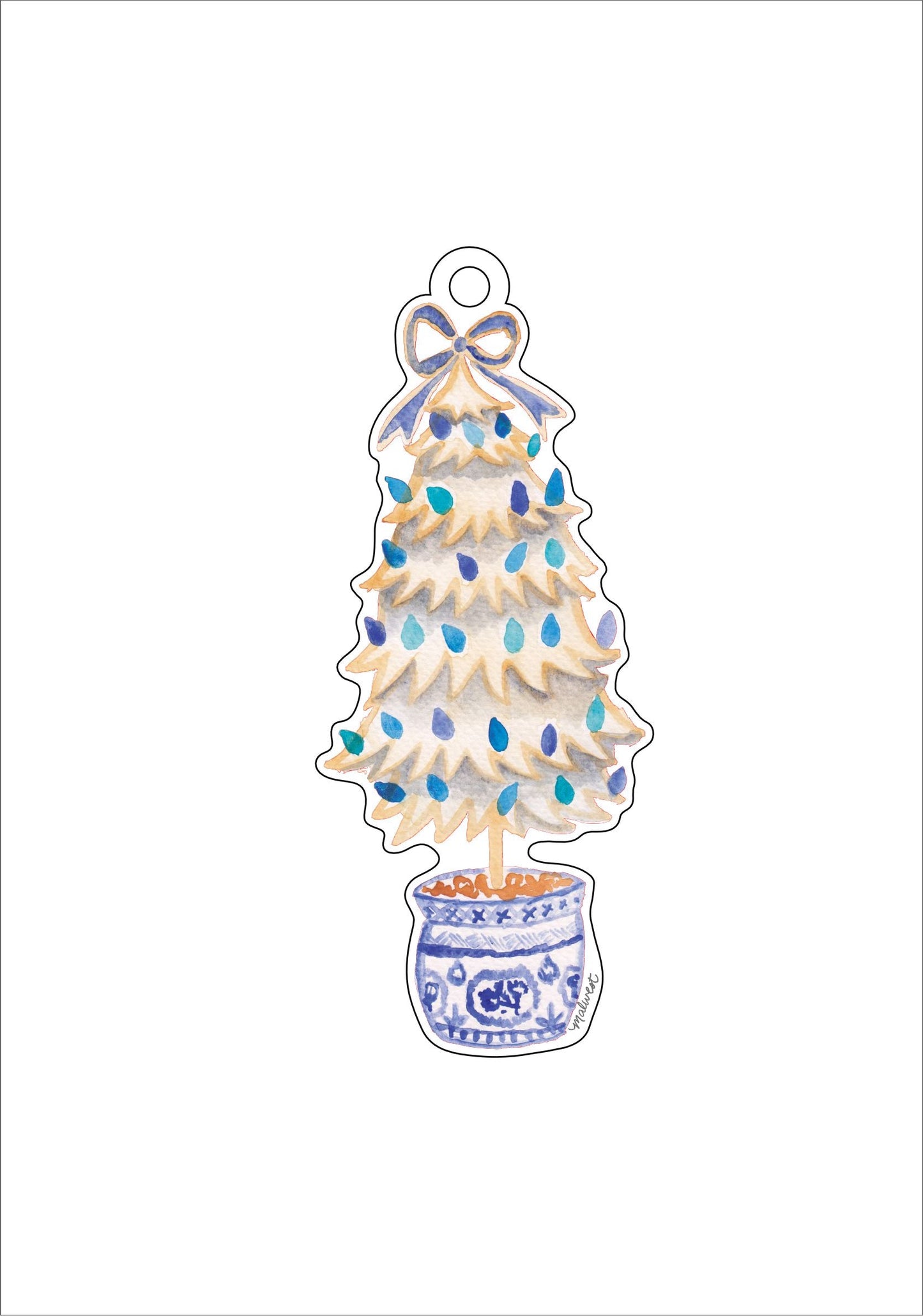 MCA-022 Vintage Tree (Blue and white) | 0.25Acrylic Ornament |