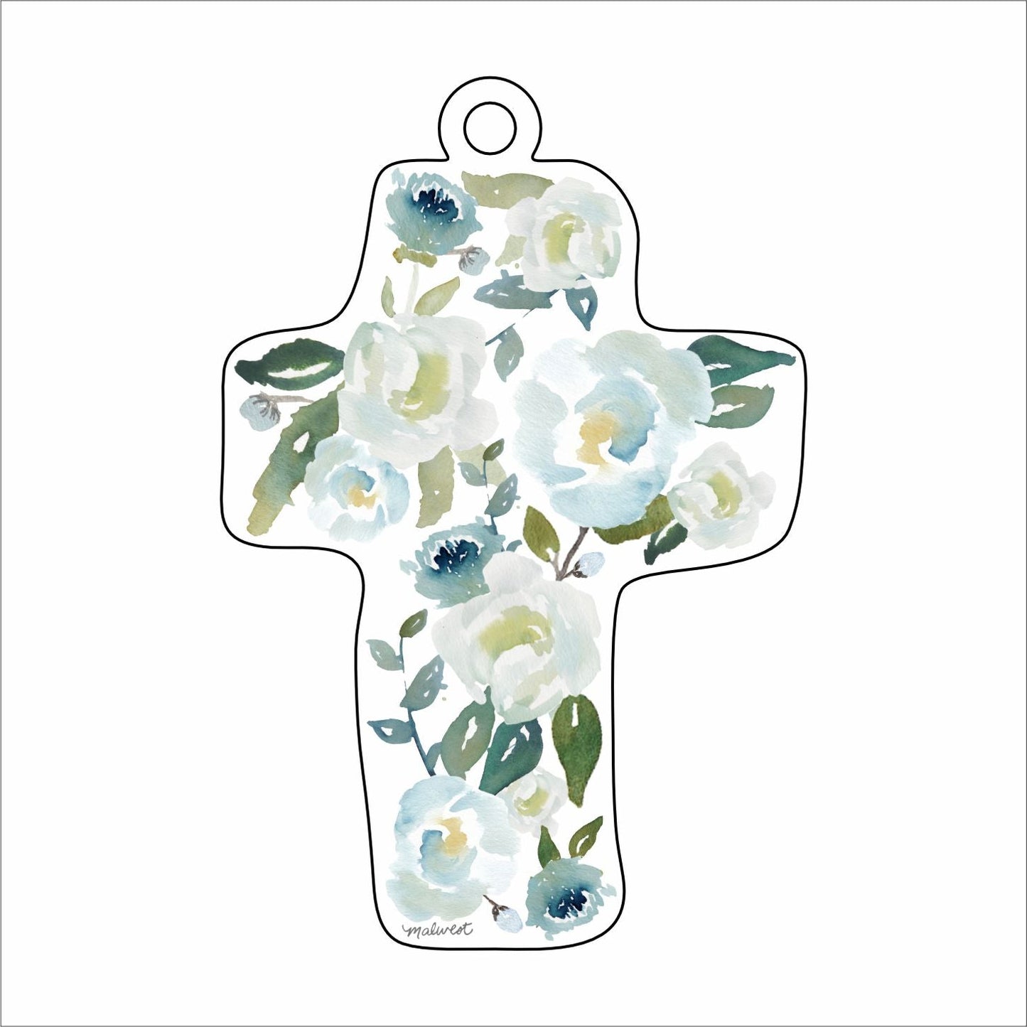 MCA-029 Floral Cross Ornament | 0.25Acrylic Ornament |