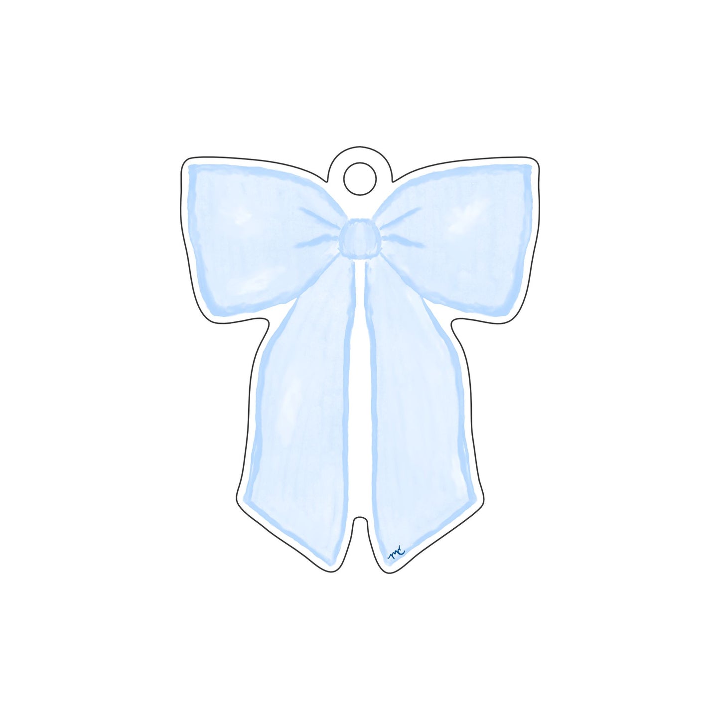 MCD-006 Margaret Caroline's Blue Bow Ornament | 0.25Acrylic Ornament