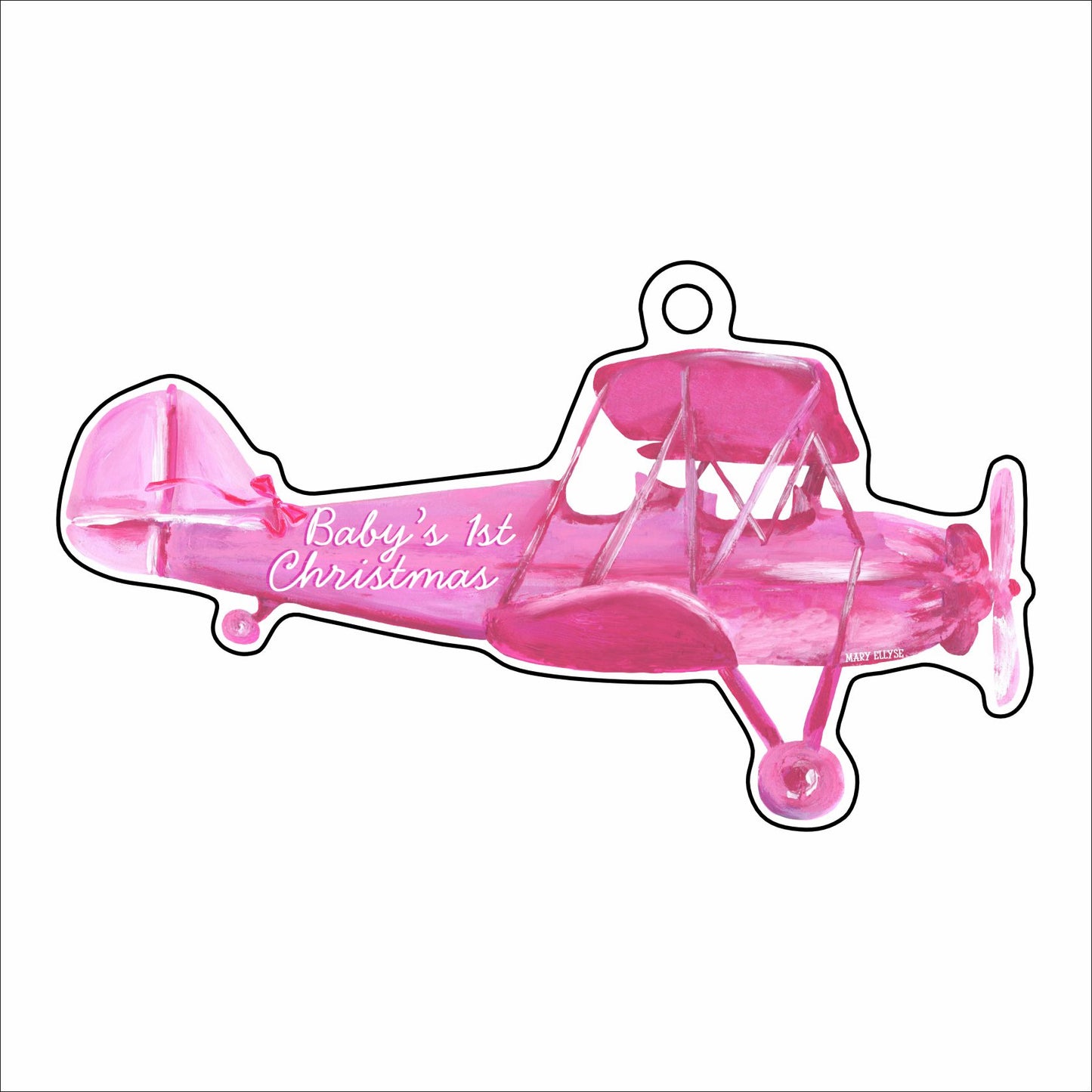 MEG-051 Baby's 1st Christmas Pink Ornament | 0.25Acrylic Ornament & Ribbon |