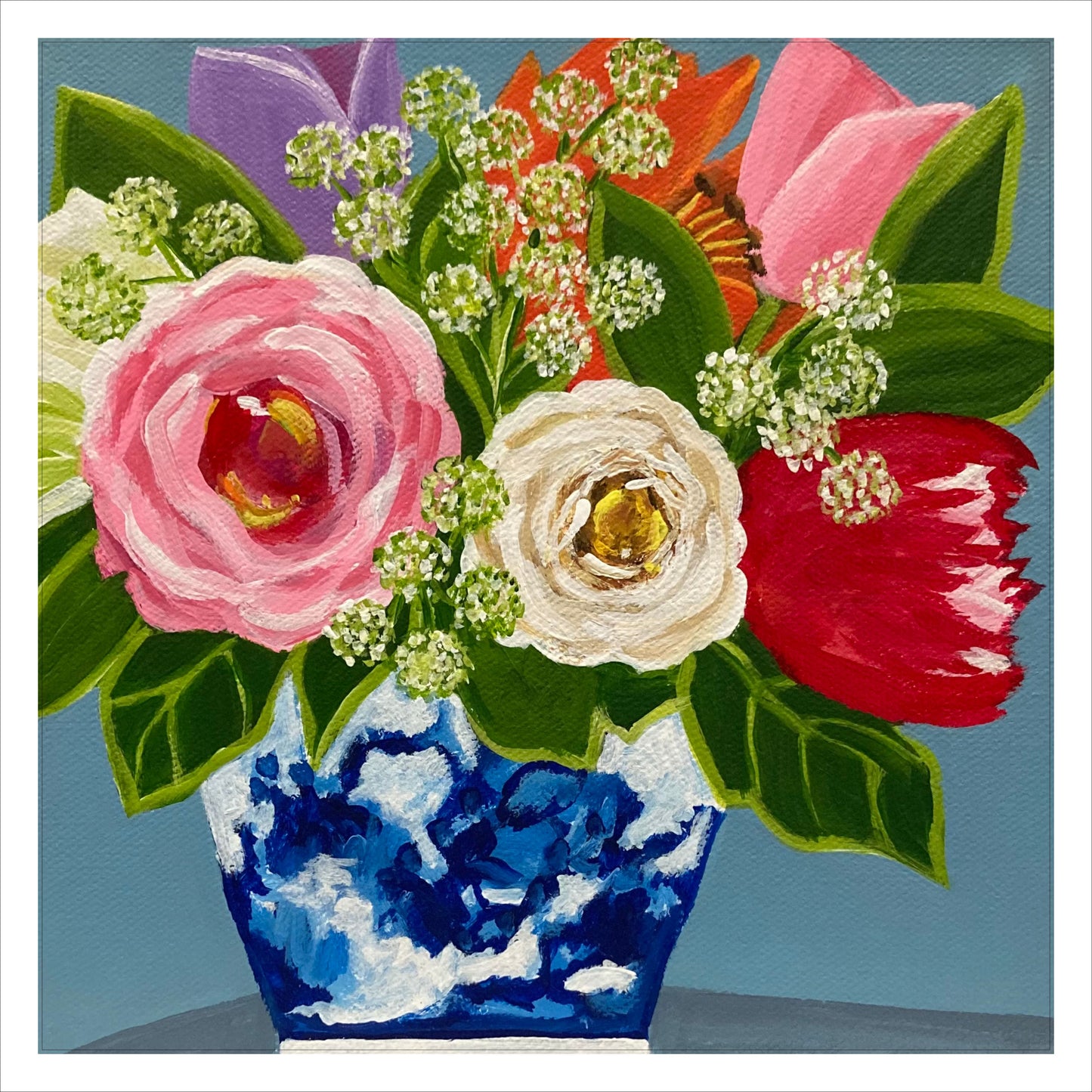 MHE-002 Flower Vase | 12x12 Watercolor Flat | Minimum of 9