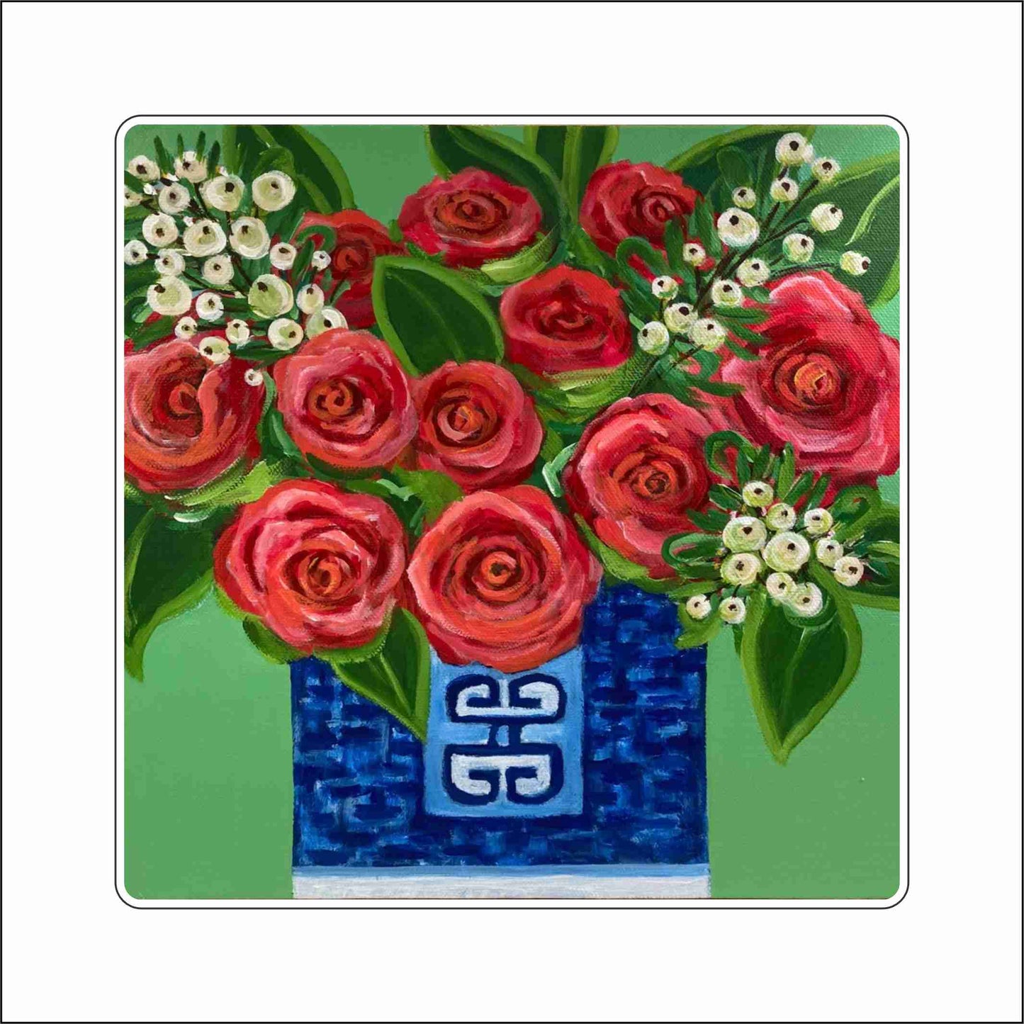 MHE-018 Christmas Roses Block | 0.75Acrylic Block