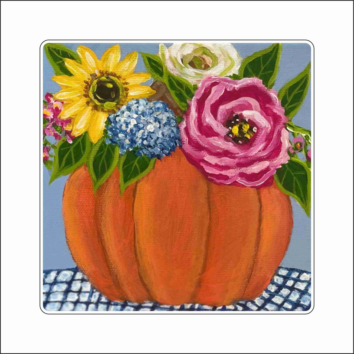MHE-020 Pumpkin Floral Block | 0.75Acrylic Block