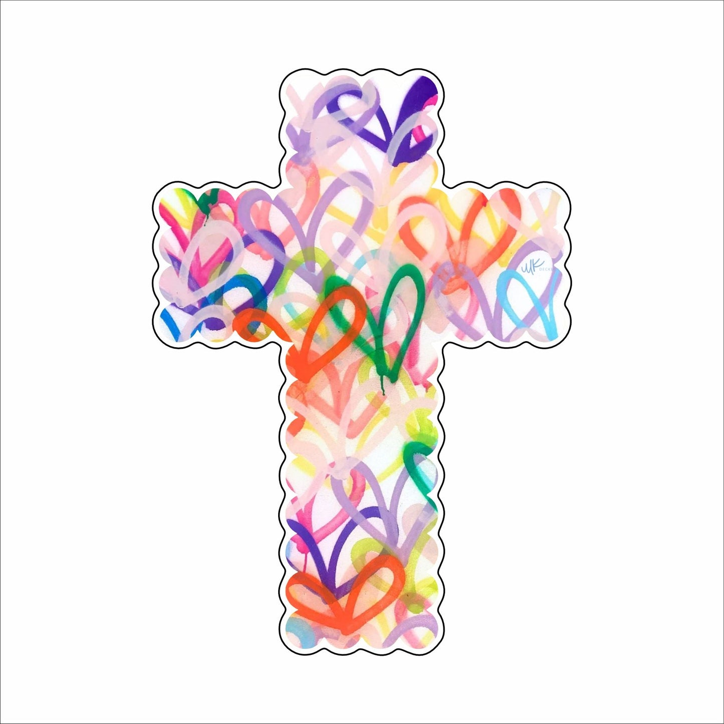 MKD-082 Rainbow Hearts Cross Mini | 0.50Acrylic Mini |