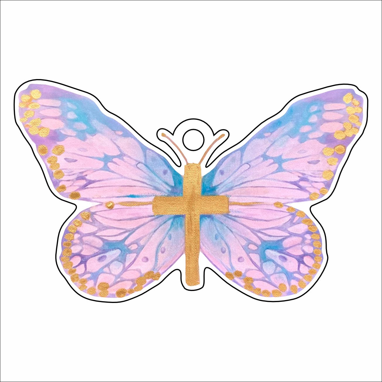 MKD-023 Pink Cross Butterfly | 0.25in. Acrylic Ornament | Case Bundle of 100