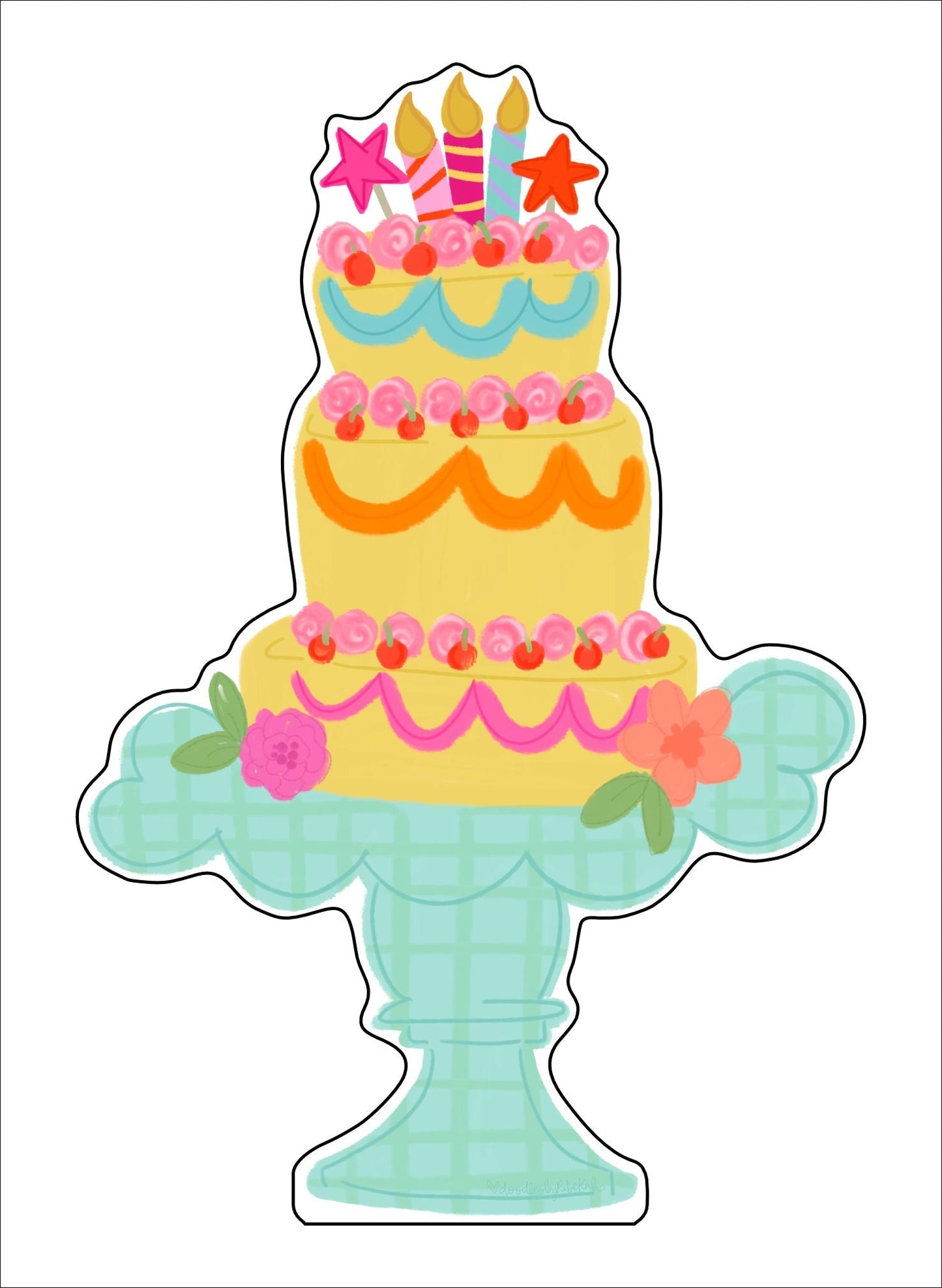 RIA-061 Colorful Tiered Cake Mini | 0.50" Acrylic Ornament | Case (any 10+)