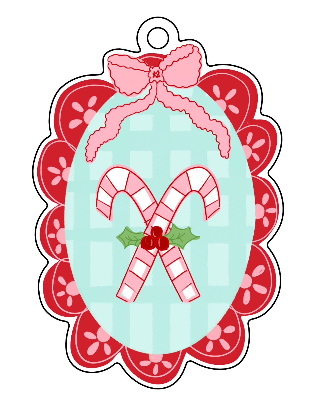 Scalloped Candy Canes | 0.125" Acrylic Ornament | Bulk (50)