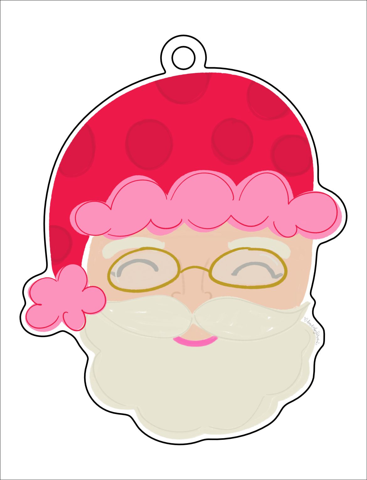 Pink and Red Santa | 0.125" Acrylic Ornament | Bulk (50)