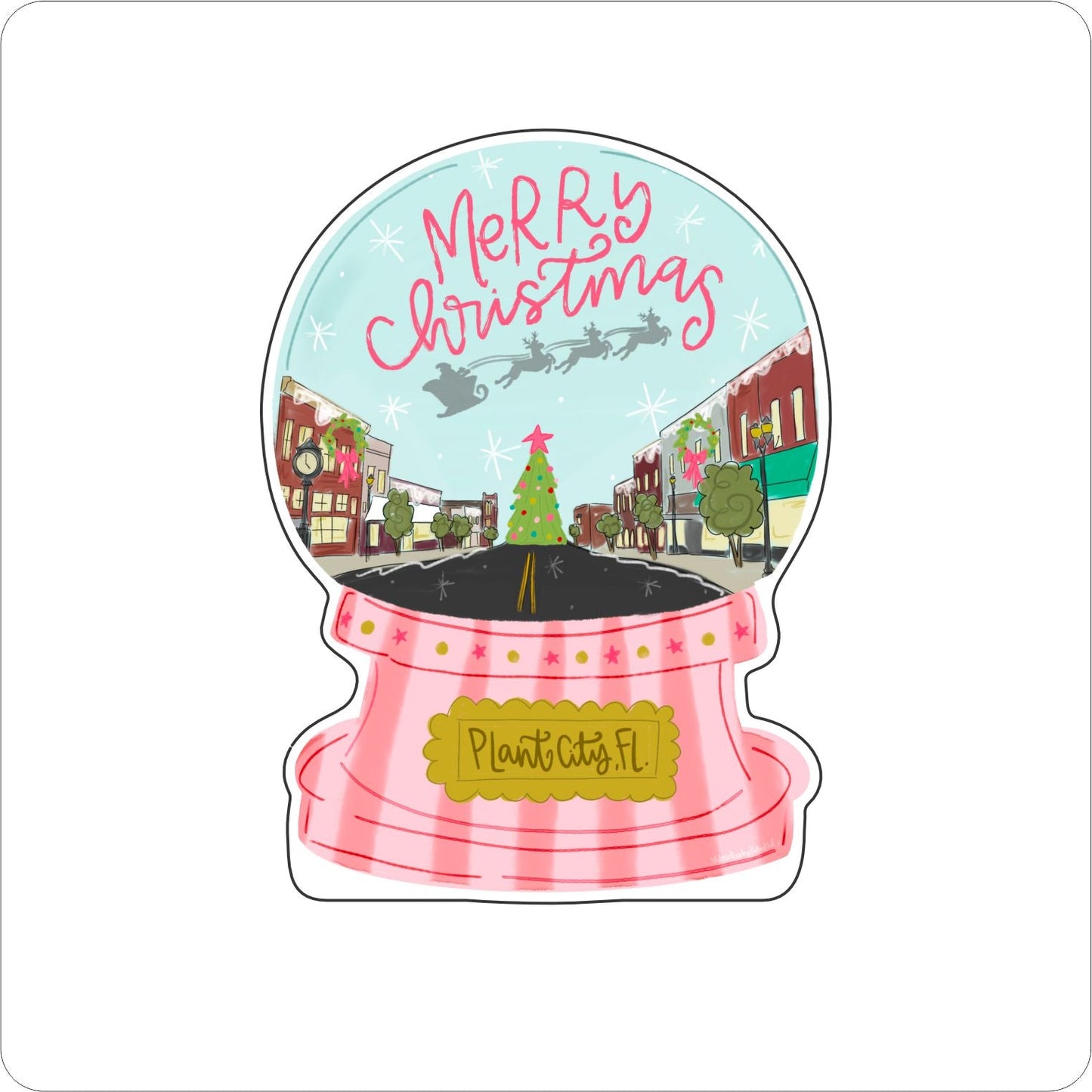 RIA-087 Plant City, FL Pink Snowglobe | 0.50Acrylic Mini |