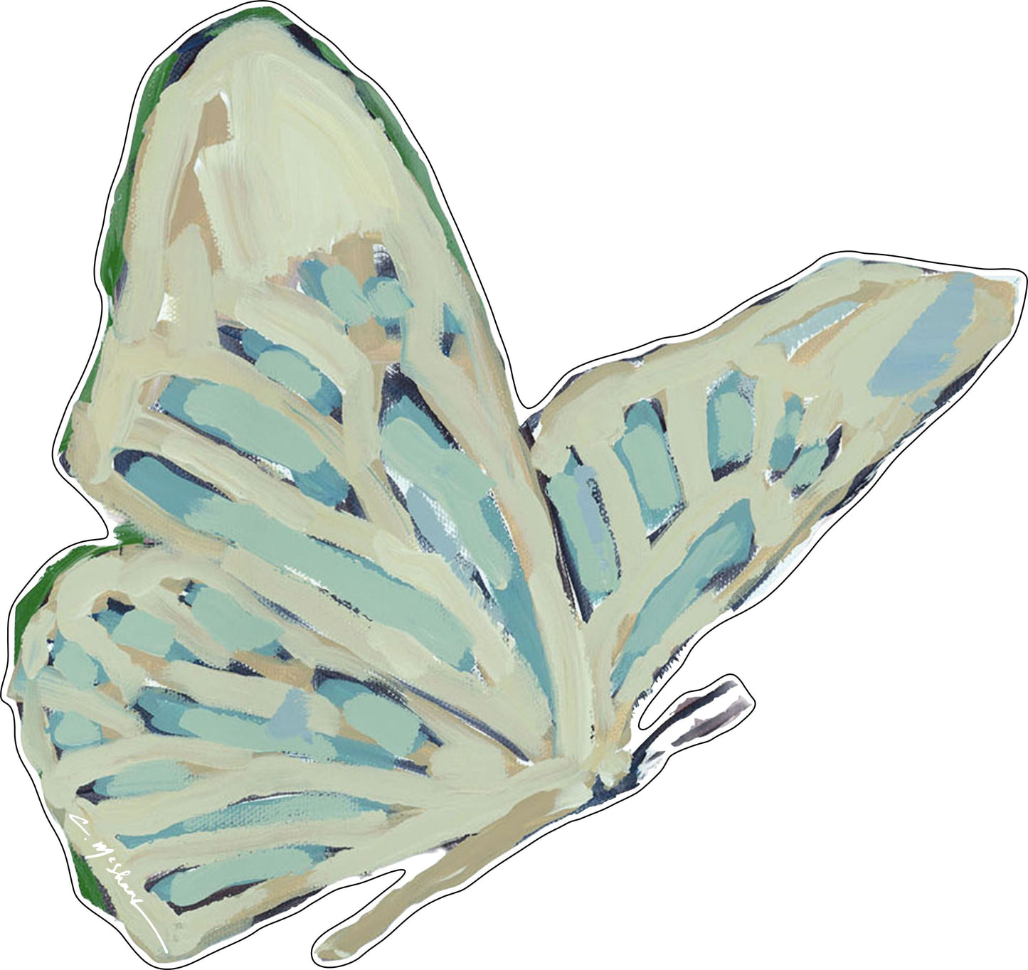 CMS-521 Sage Green Butterfly Wall Giclee | 0.25Acrylic Contour |
