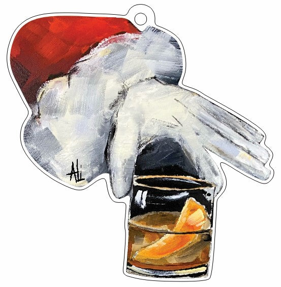 Santa Whiskey Ornament | 0.25in. Acrylic Cutout | Case Bundle any 10+ (Pack of 1)
