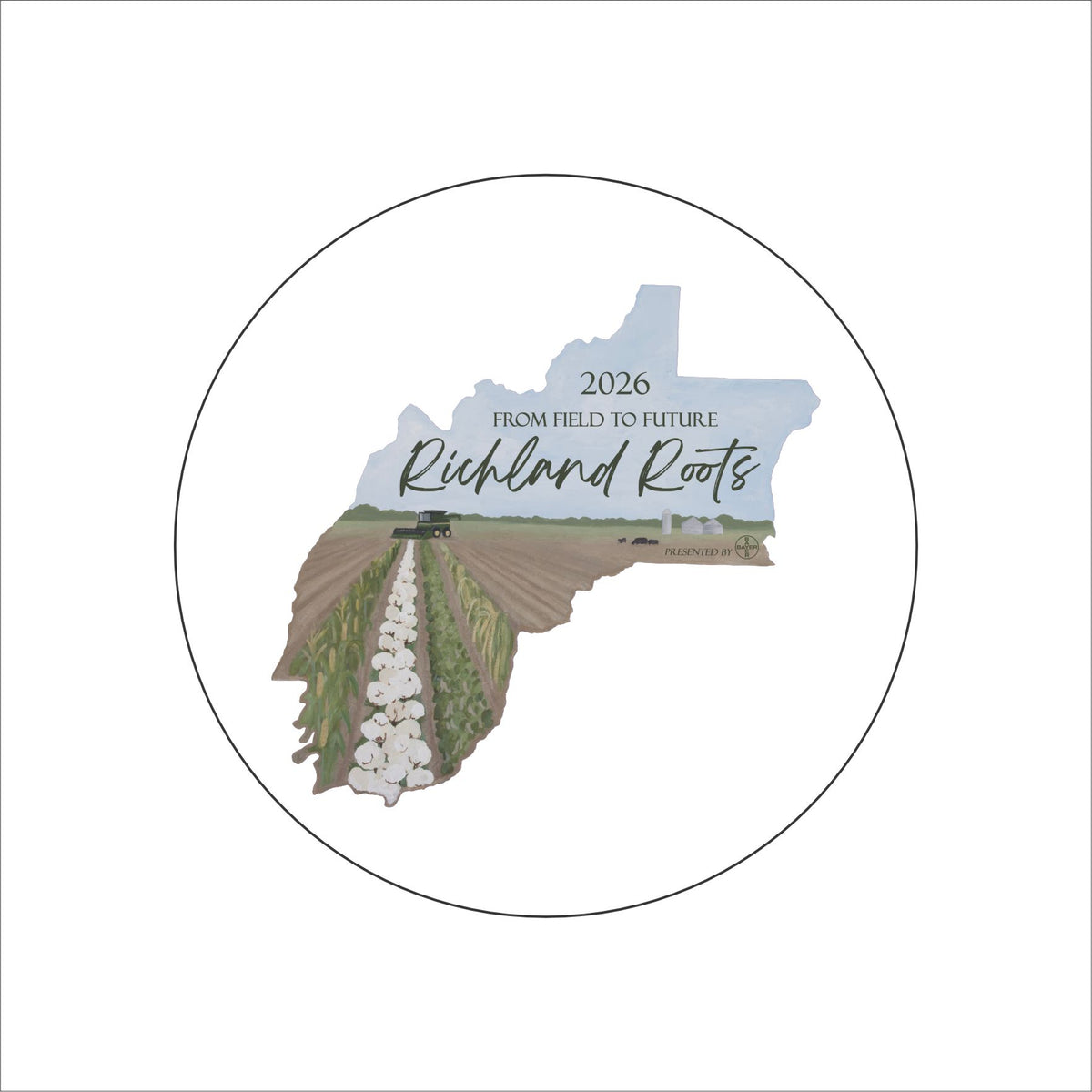 TDA-002-C4 Richland Roots 2026 Coaster | 0.25Acrylic Coaster with Clear Bumpers | Case of 4