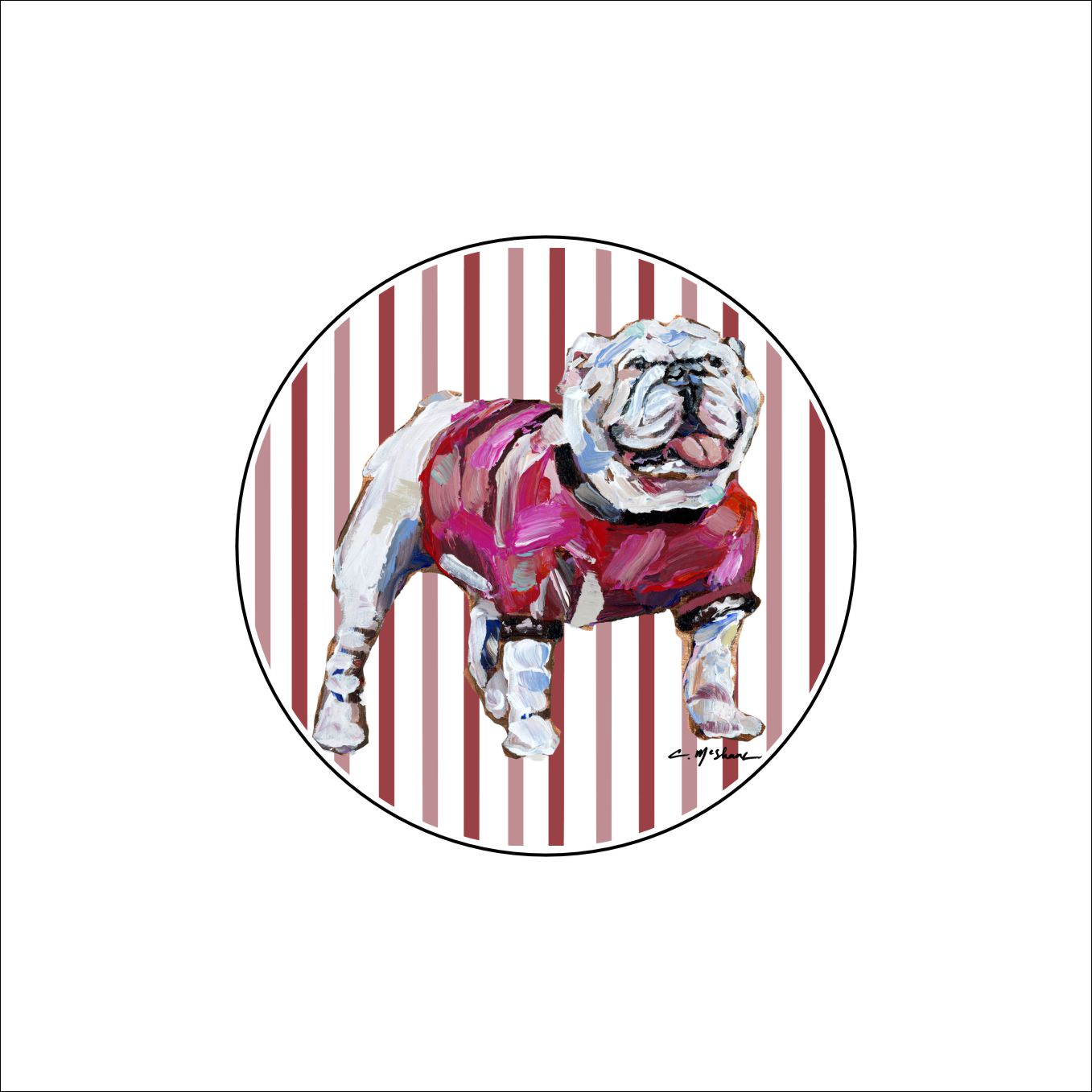 CMS-599-C10 UGA Stripe Button | 0.125Acrylic Button | Set of 10