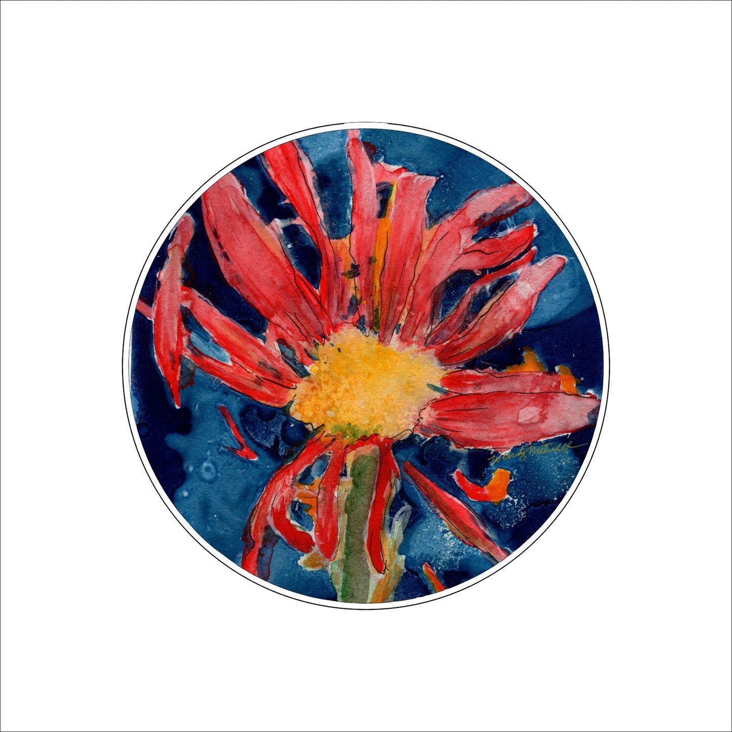 WMA-009 Red Daisy | 0.25in. Acrylic Coaster | Set of 4