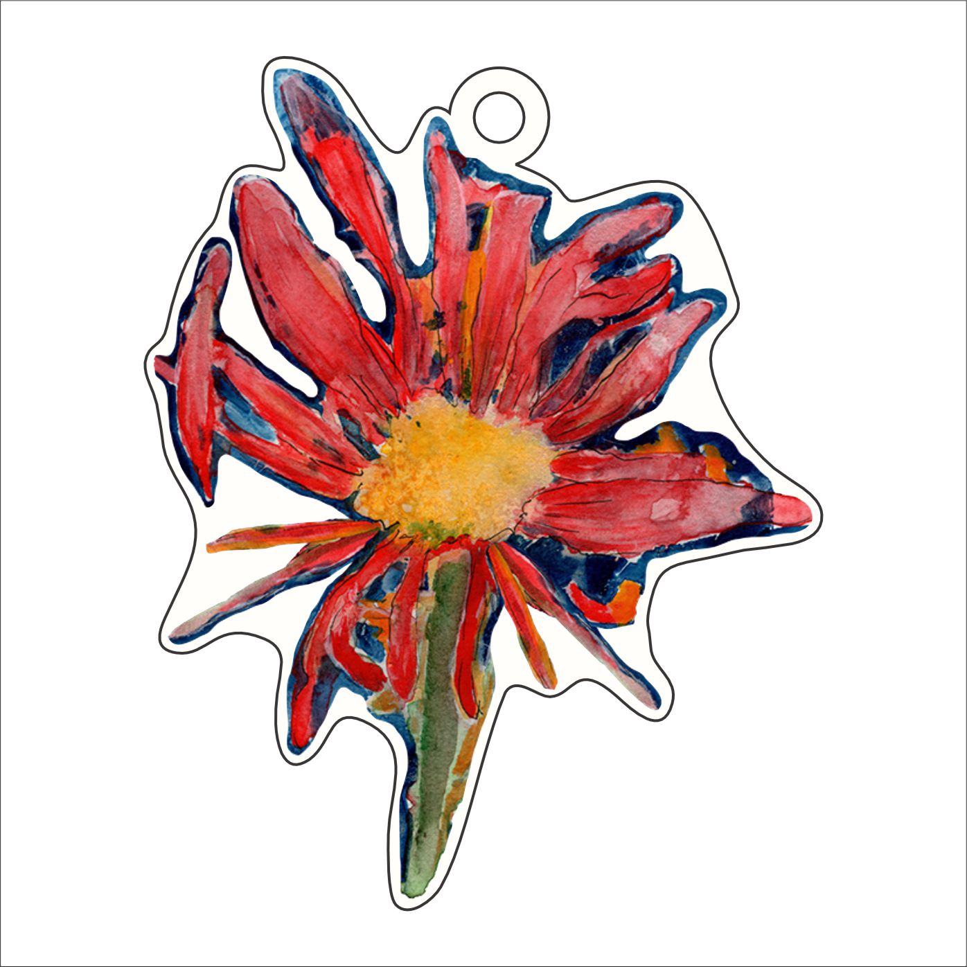 WMA-014 Red Daisy Ornament | 0.25in. Acrylic Ornament |