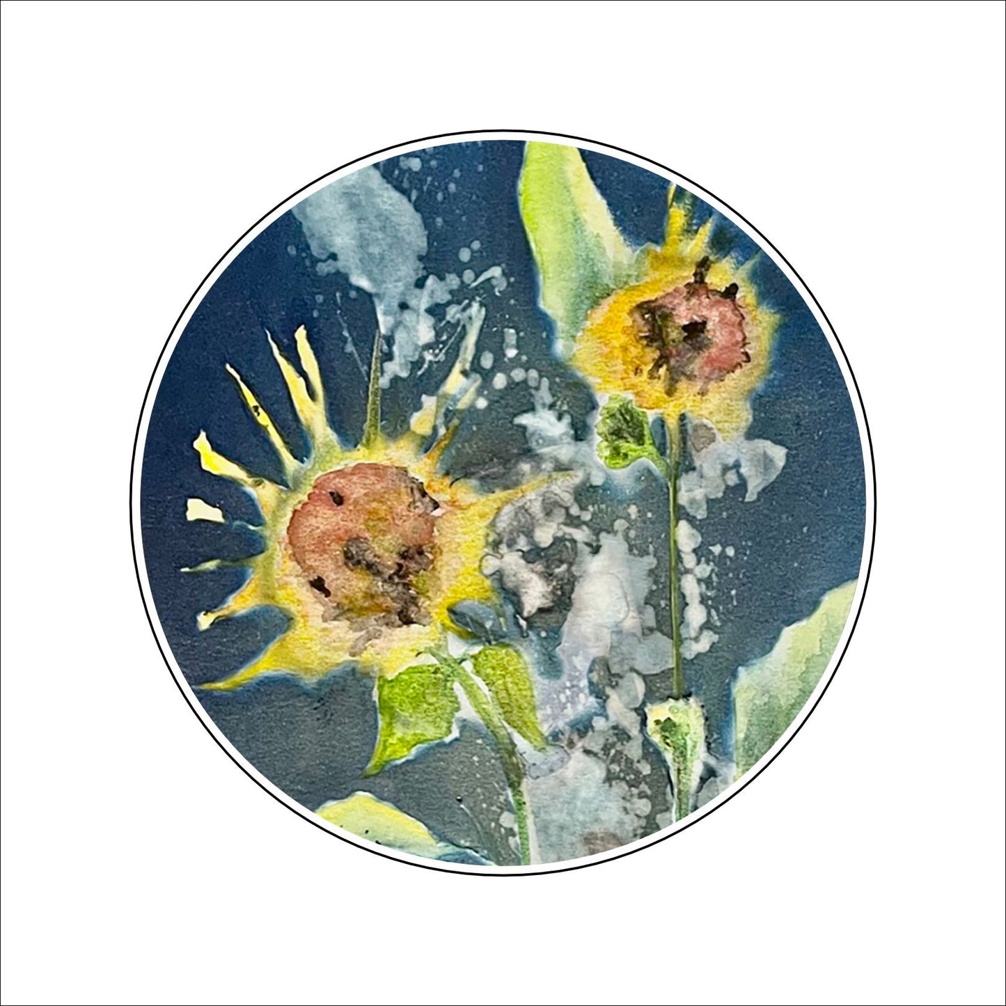 WMA-020 Sunflower | 0.25in. Acrylic Coaster (with Cork) | Pack of 4