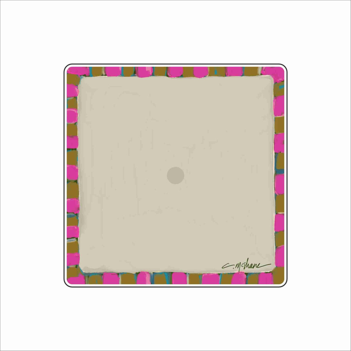 CMS-1873 Pink & Gold Stripe Magnet Block | 0.75Acrylic Charm Base with Steel Disc