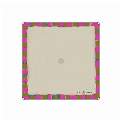 CMS-1873 Pink & Gold Stripe Magnet Block | 0.75Acrylic Charm Base with Steel Disc