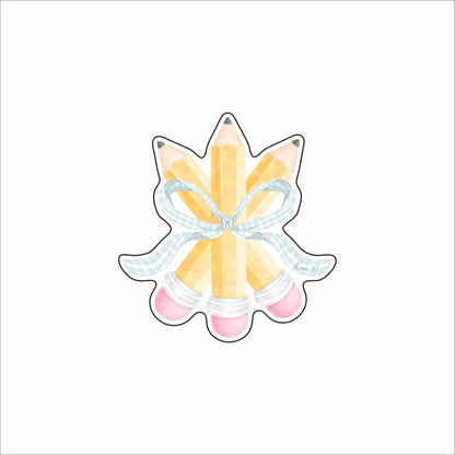 AWA-123 Pencils Blue Bow Magnet | 0.125Acrylic Magnet | Pack of 4